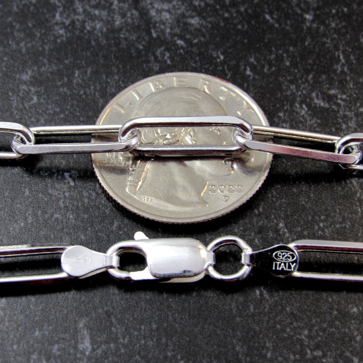 Solid 925 Sterling Silver Italian Paperclip Chain, Unisex Necklace / Bracelet for Men & Women, 2mm - 7mm, Sleek Edgy Urban Statement Jewelry