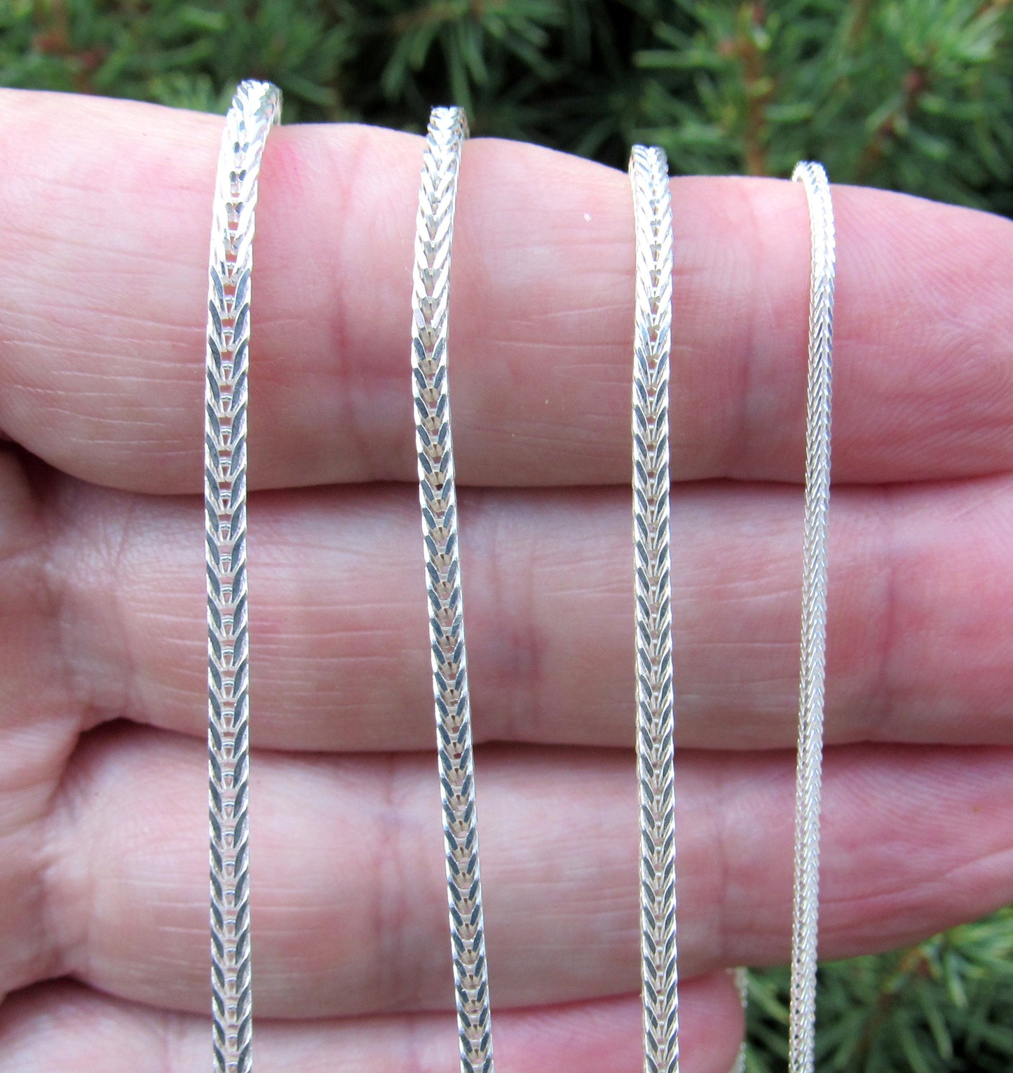 Solid 925 Sterling Silver Italian Foxtail Chain, Unisex Braided Necklace, Made in Italy, Men's & Women's Rustic Jewelry