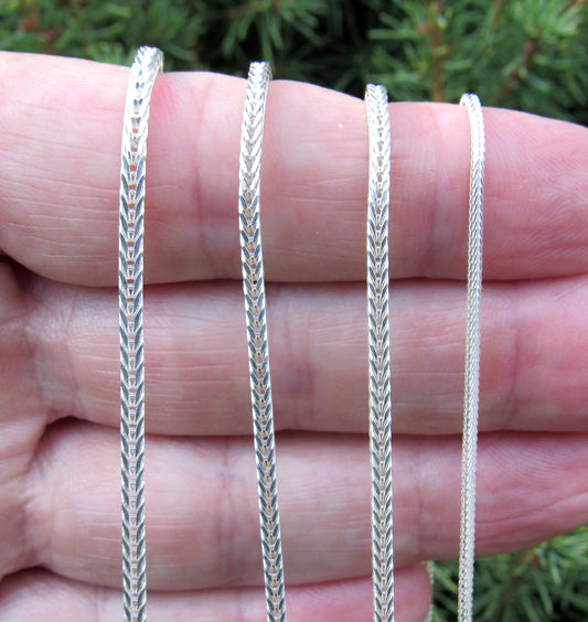 Solid 925 Sterling Silver Italian Foxtail Chain, Unisex Braided Necklace, Made in Italy, Men's & Women's Rustic Jewelry