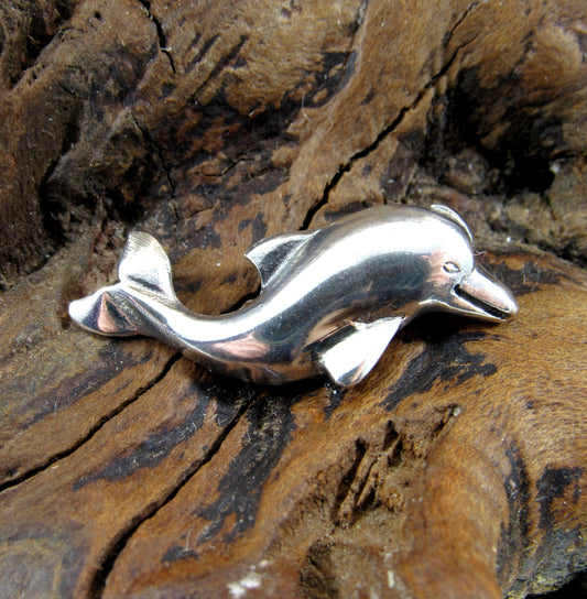 Solid 925 Sterling Silver Dolphin Slide Pendant, Narwal Sea Charm, Marine Oceanic & Sea Jewelry
