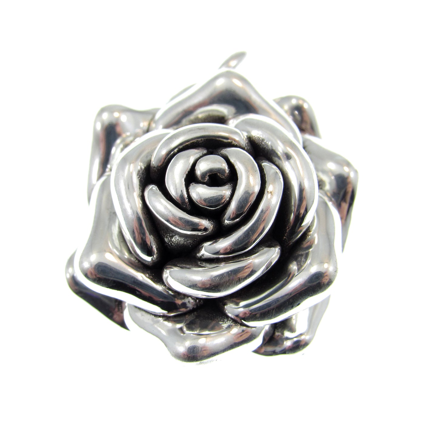 Solid 925 Sterling Silver 3D Rose Flower Pendant, Tudor Rose Statement Piece, Royal Emblem, Vintage Style Floral Jewelry, Romantic Gift