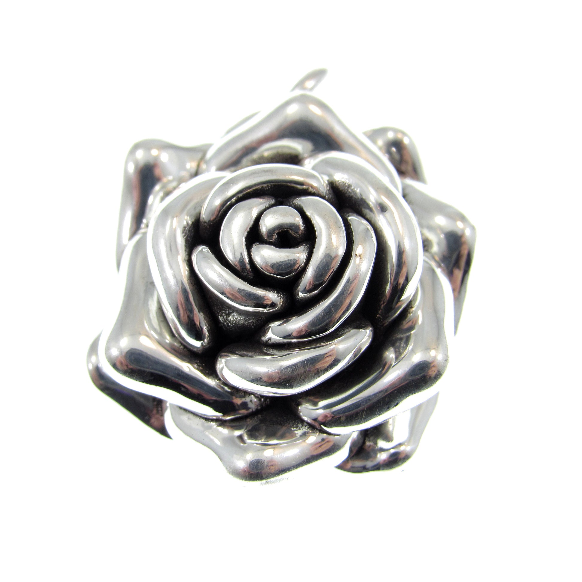 Solid 925 Sterling Silver 3D Rose Flower Pendant, Tudor Rose Statement Piece, Royal Emblem, Vintage Style Floral Jewelry, Romantic Gift