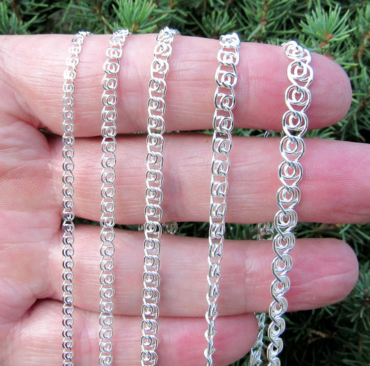 Solid 925 Sterling Silver Italian Love Link Necklace or Bracelet, Half Persian 2 in 1 Chain, Medieval Chainmaille Weave, Fancy Unisex Design