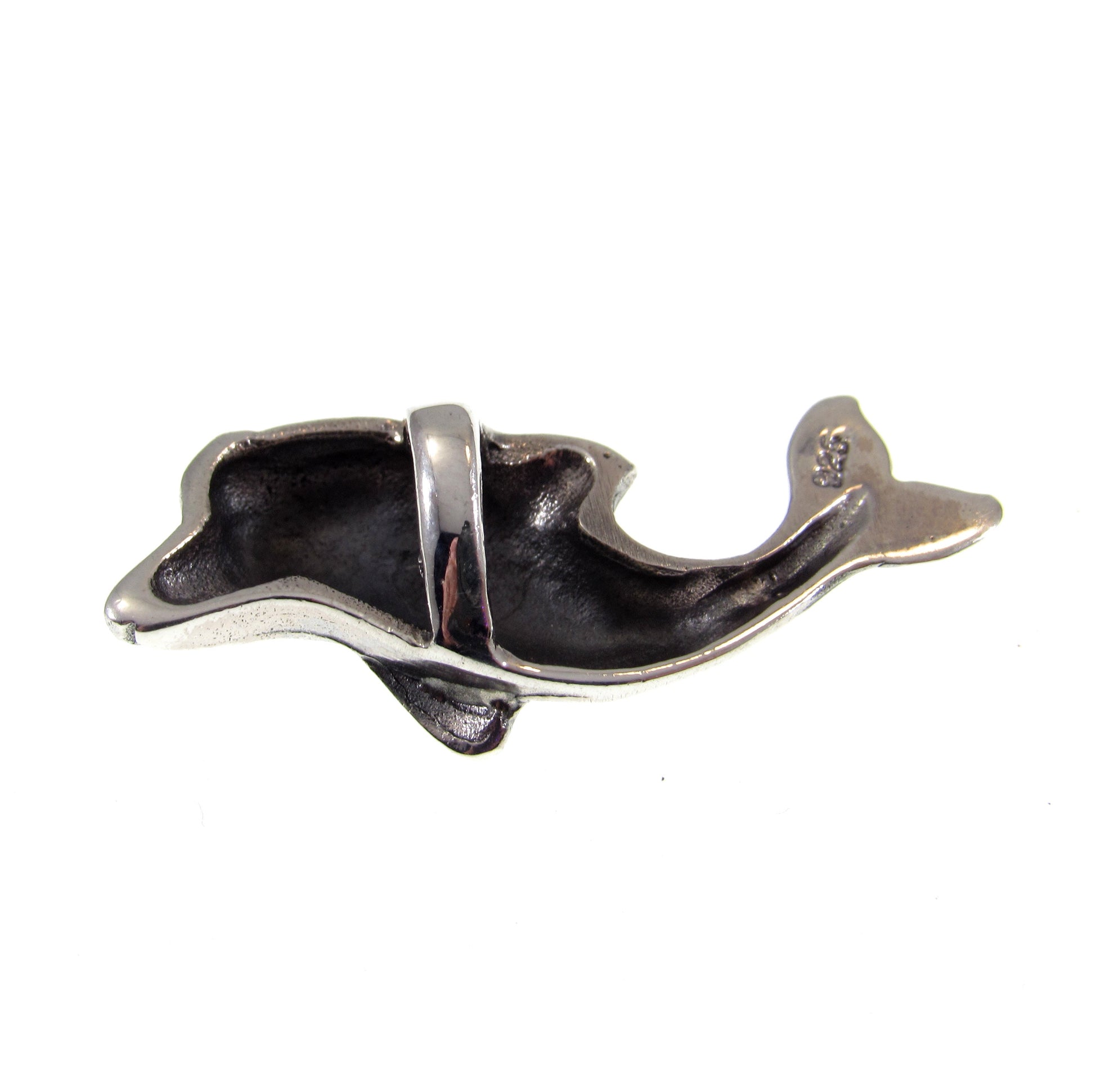 Solid 925 Sterling Silver Dolphin Slide Pendant, Narwal Sea Charm, Marine Oceanic & Sea Jewelry