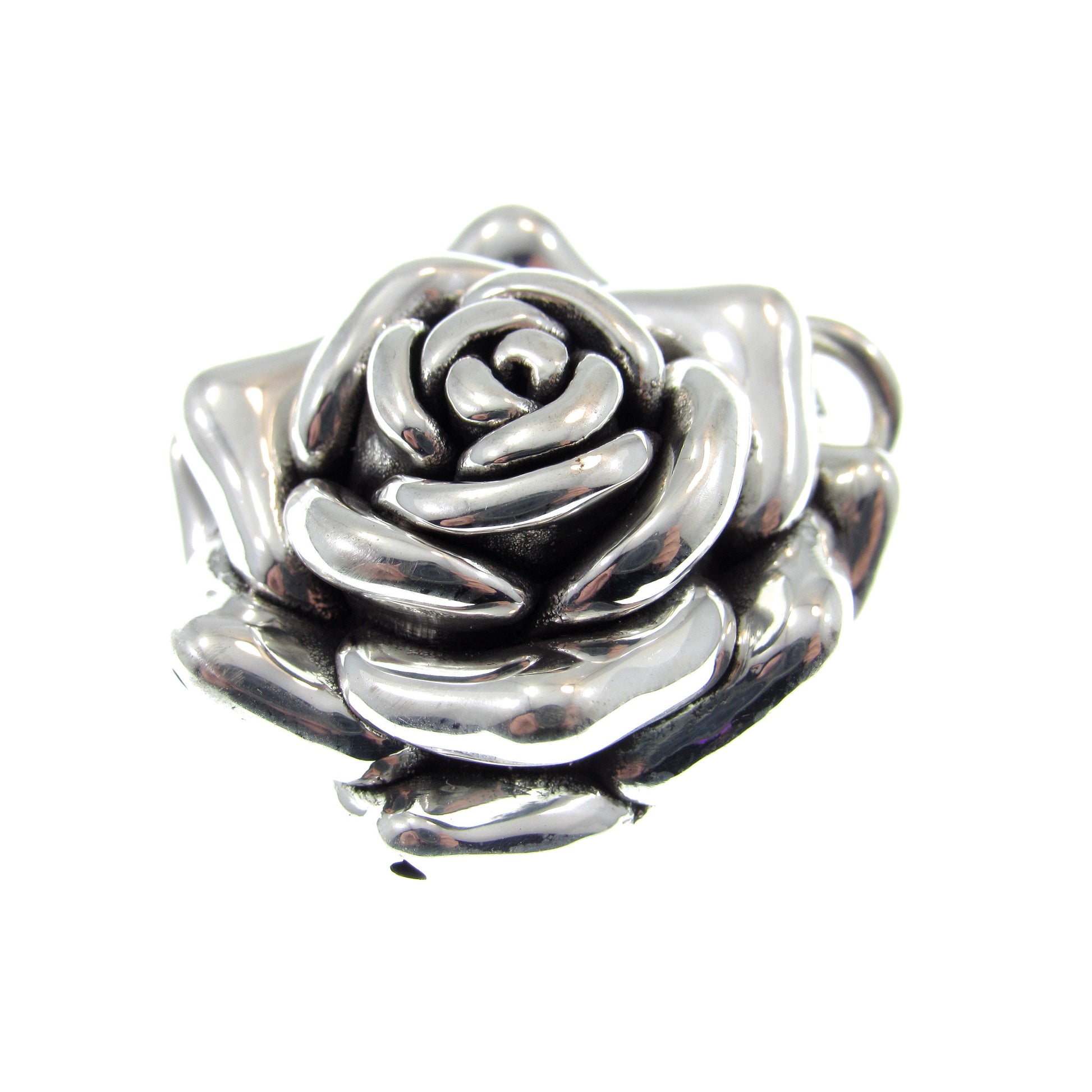 Solid 925 Sterling Silver 3D Rose Flower Pendant, Tudor Rose Statement Piece, Royal Emblem, Vintage Style Floral Jewelry, Romantic Gift