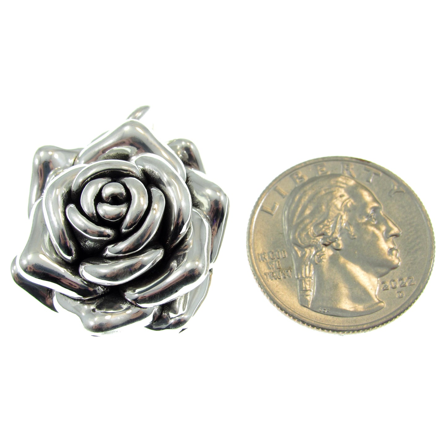 Solid 925 Sterling Silver 3D Rose Flower Pendant, Tudor Rose Statement Piece, Royal Emblem, Vintage Style Floral Jewelry, Romantic Gift