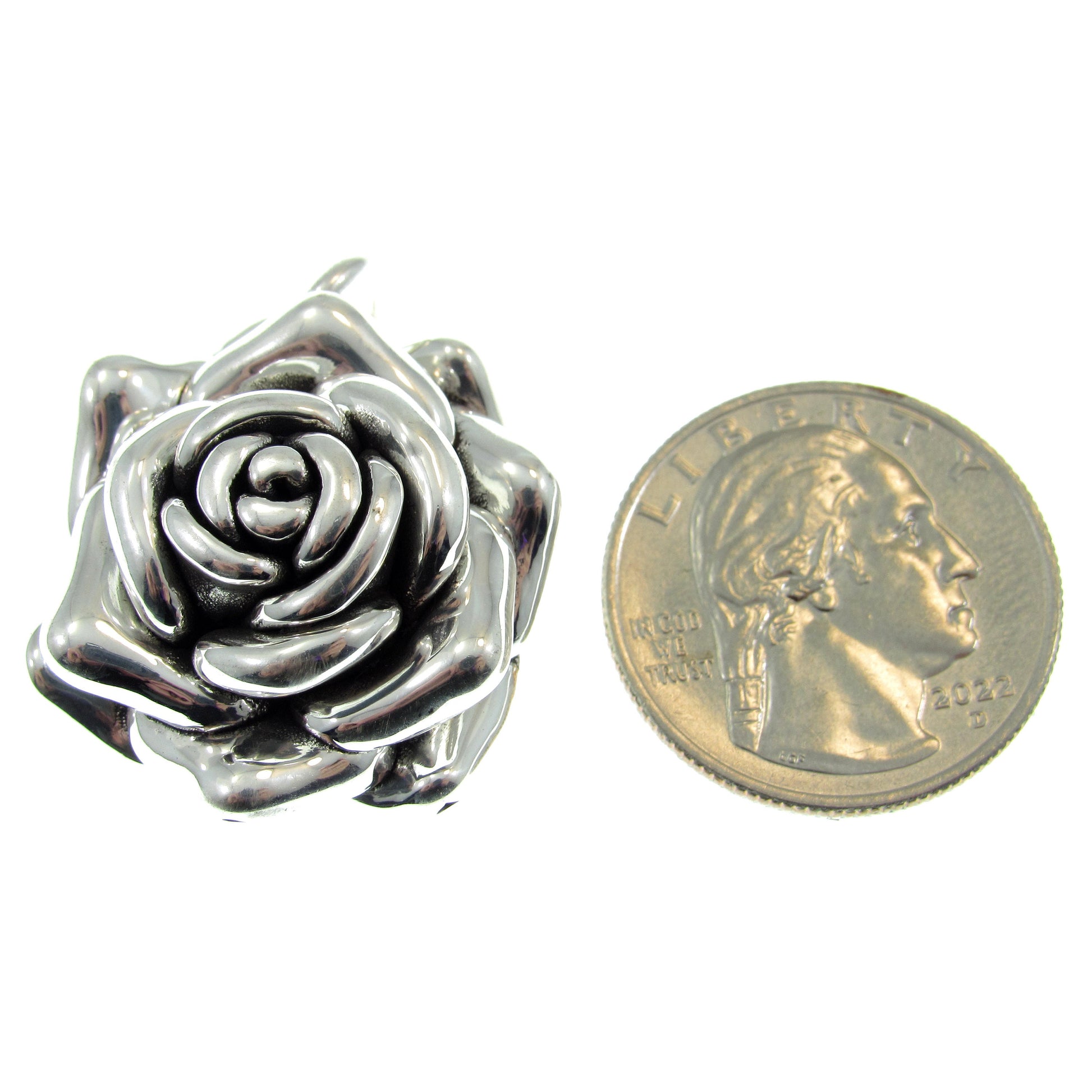 Solid 925 Sterling Silver 3D Rose Flower Pendant, Tudor Rose Statement Piece, Royal Emblem, Vintage Style Floral Jewelry, Romantic Gift