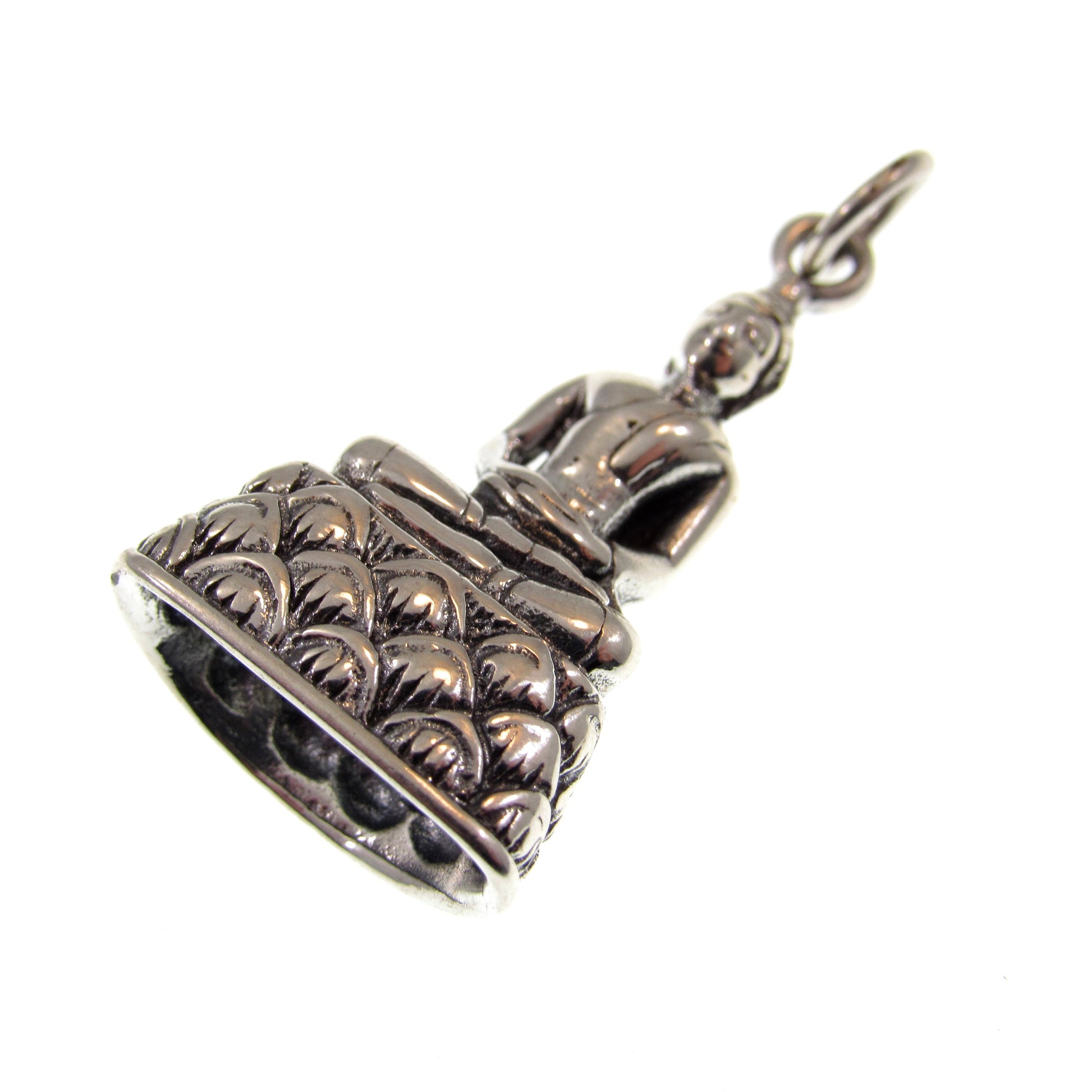 Solid 925 Sterling Silver Buddha Pendant – Seated Buddha Necklace Charm – Spiritual Meditation Jewelry – Zen Charm – Handcrafted Yoga Gift