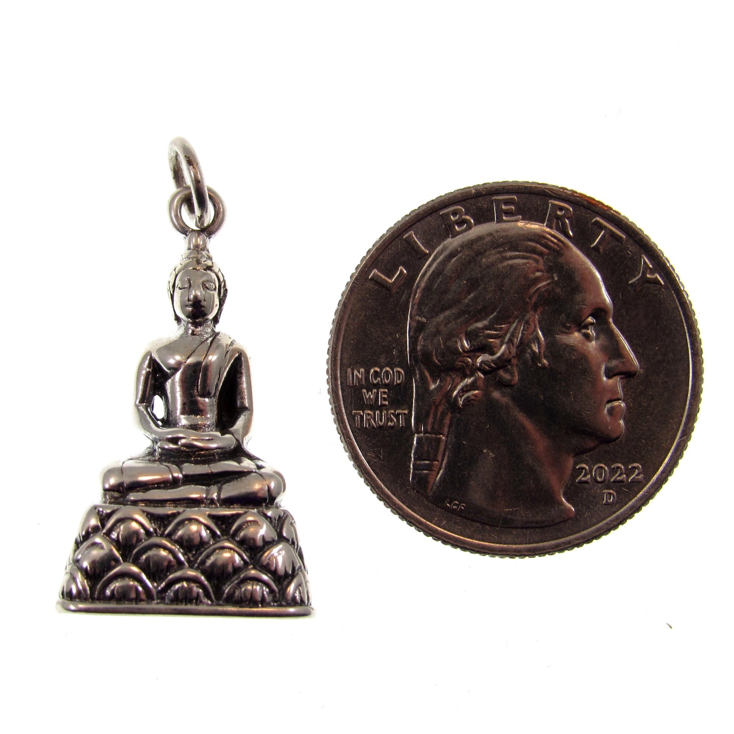 Solid 925 Sterling Silver Buddha Pendant – Seated Buddha Necklace Charm – Spiritual Meditation Jewelry – Zen Charm – Handcrafted Yoga Gift