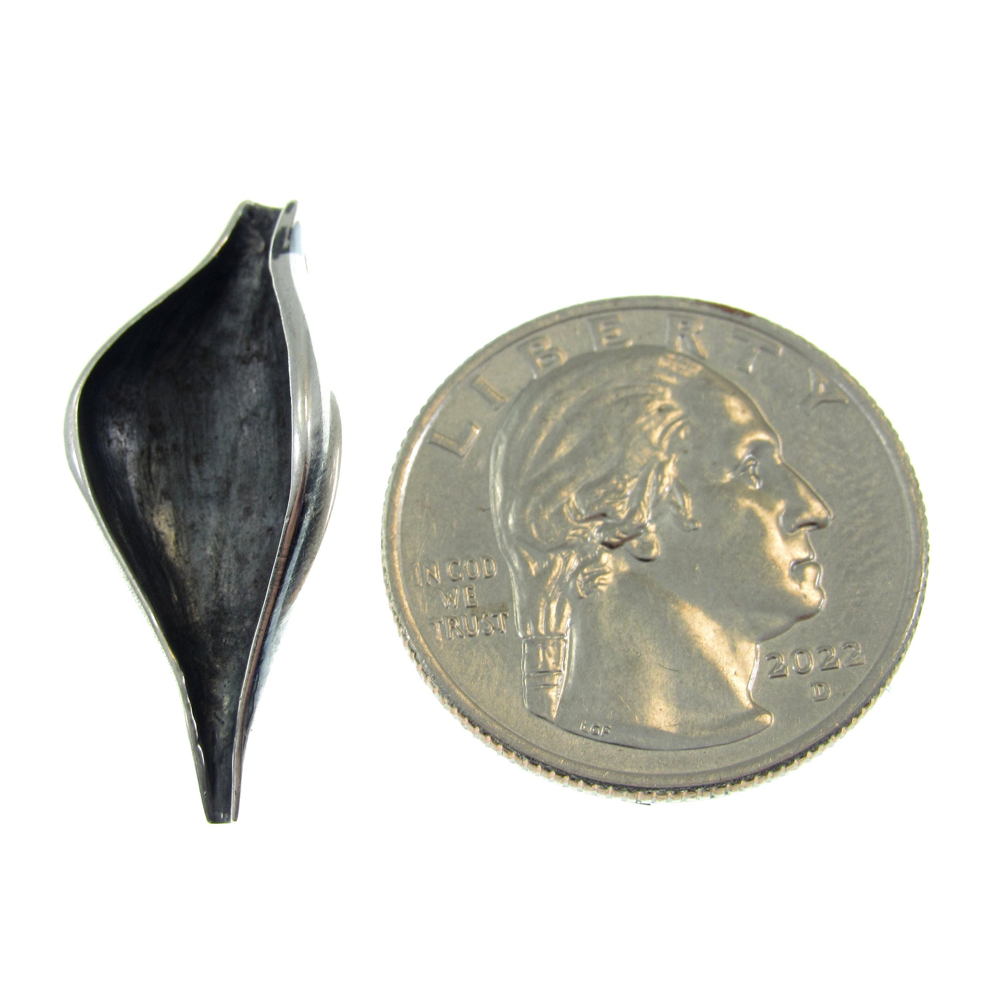 Solid 925 Sterling Silver Pea Pod Pendant, Seed Pod Charm, Oxidized Slide Pendant, Organic & Rustic Jewelry for the Modern Minimalist Style