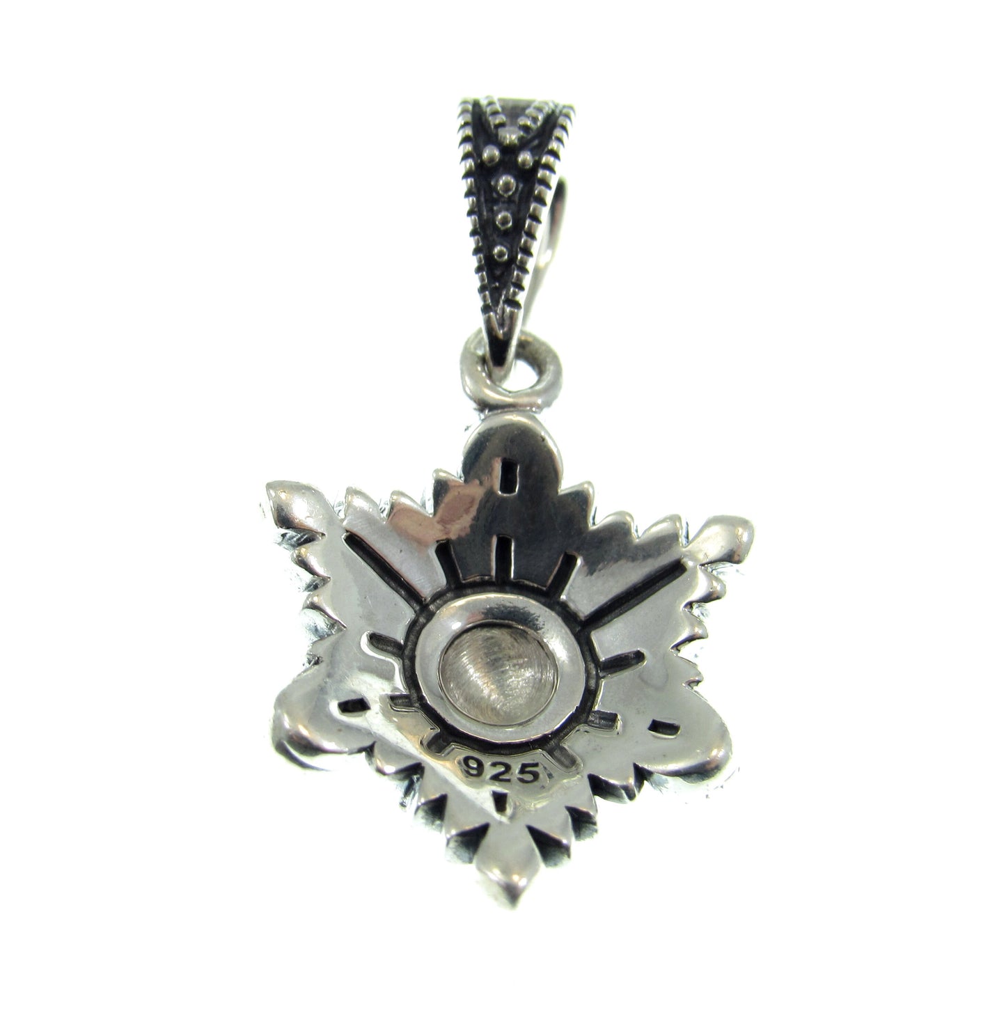 Solid 925 Sterling Silver & Marcasite Snowflake Pendant, Handcrafted Winter Jewelry Charm