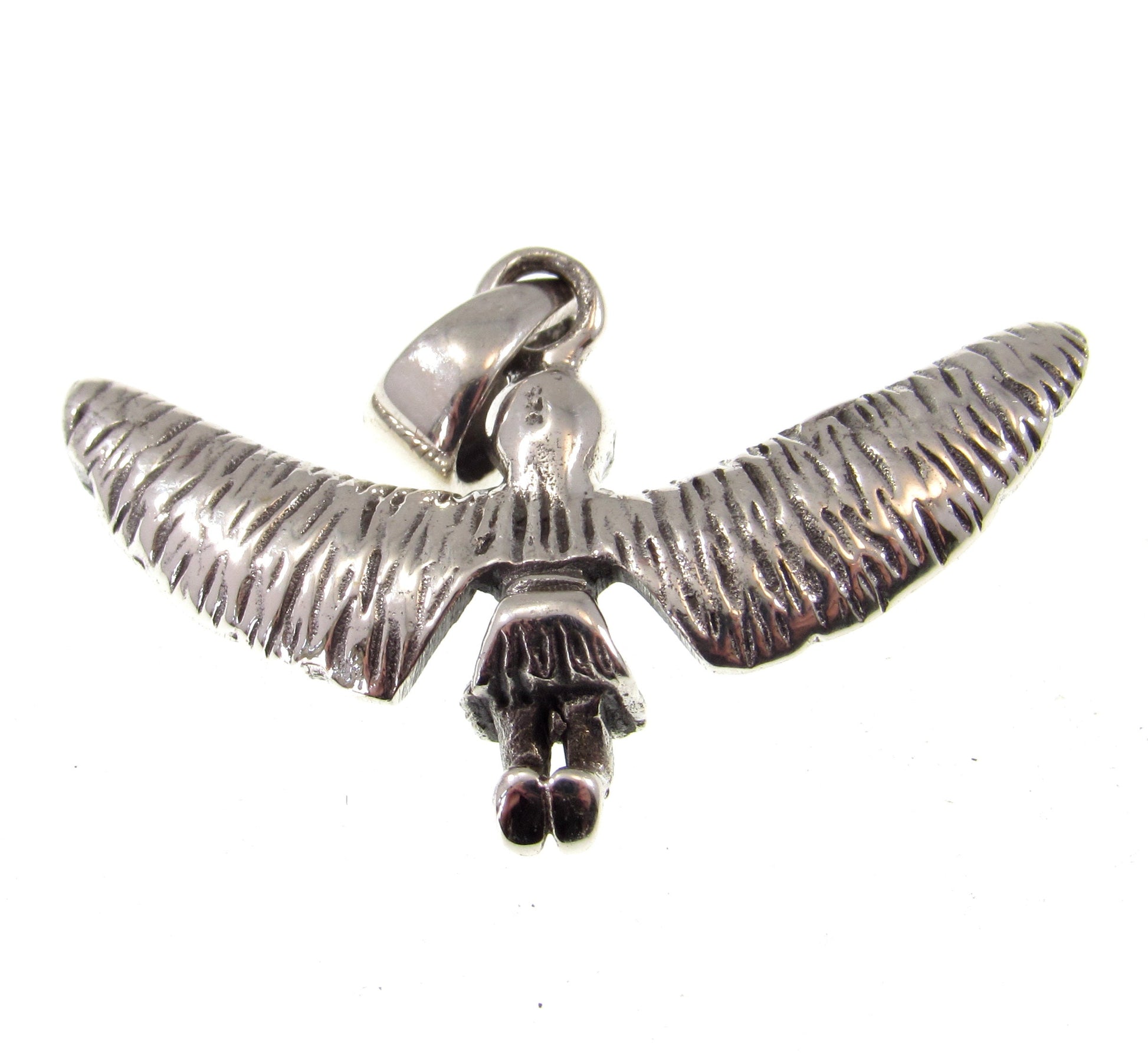 Solid 925 Sterling Silver Bird Shaman Pendant – Tribal Spirit Totem Necklace Charm