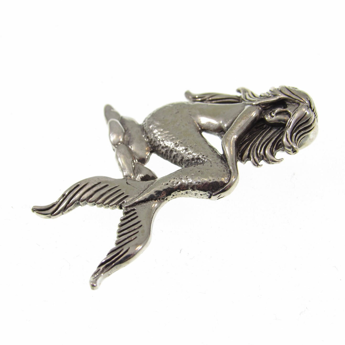 Solid 925 Sterling Silver Mermaid Pendant, Ocean Goddess Jewelry, Mythical Sea Siren, Nautical Charm, Fantasy Beachcore Necklace Pendant