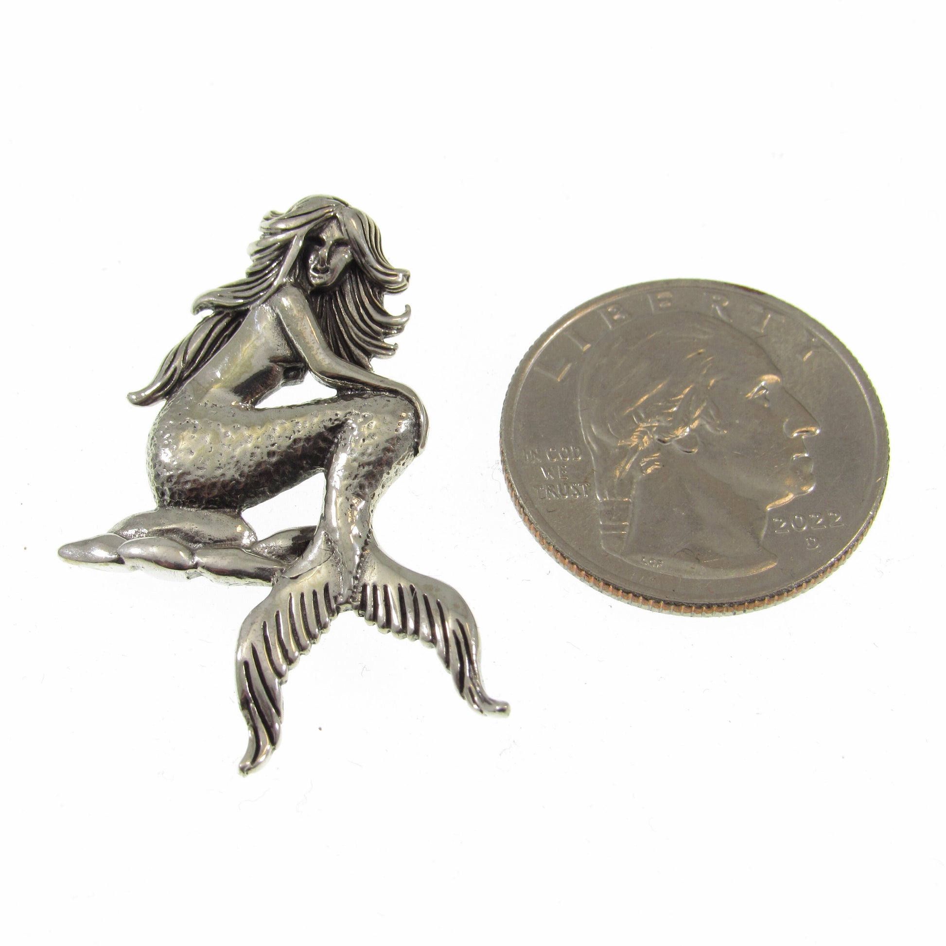 Solid 925 Sterling Silver Mermaid Pendant, Ocean Goddess Jewelry, Mythical Sea Siren, Nautical Charm, Fantasy Beachcore Necklace Pendant