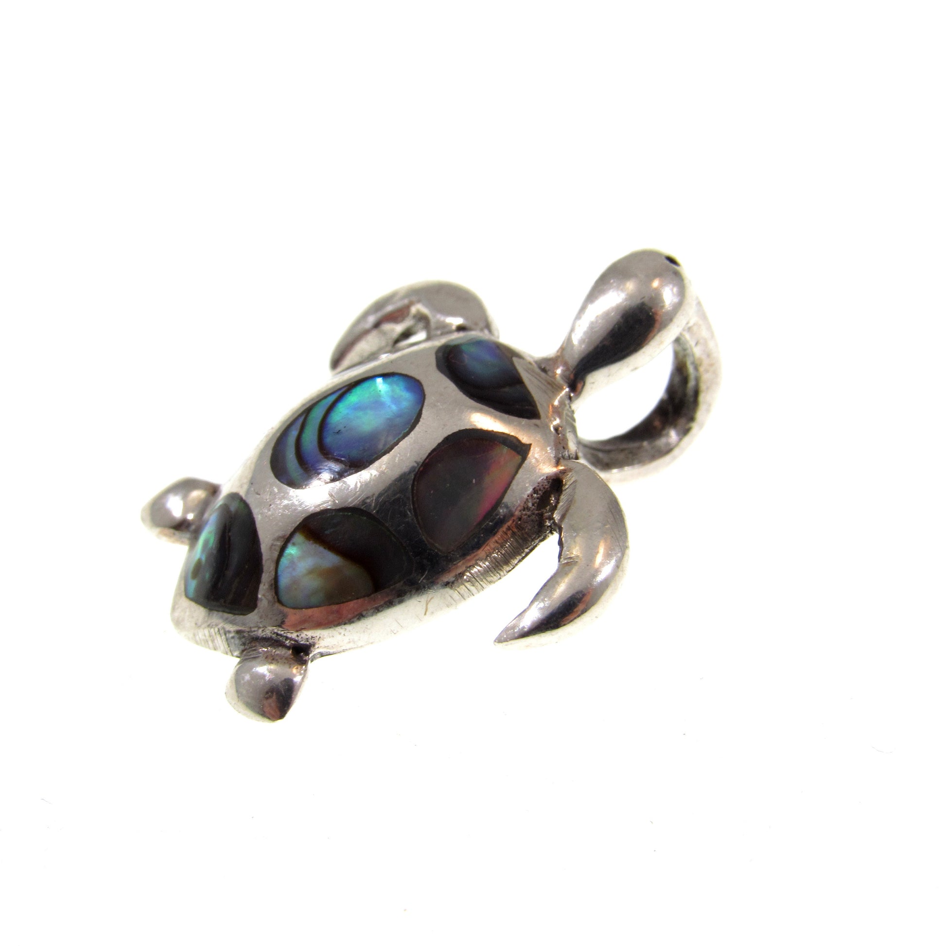 Solid 925 Sterling Silver Paua Shell Turtle Pendant – Sea Turtle Charm, Ocean Jewelry, Abalone Shell Charm, Nautical Gift for Beach Lovers