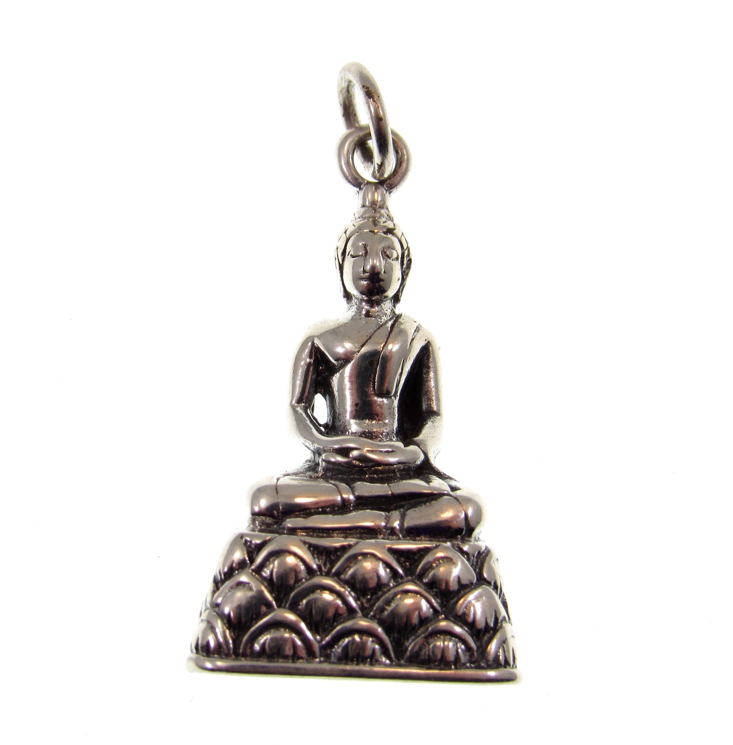 Solid 925 Sterling Silver Buddha Pendant – Seated Buddha Necklace Charm – Spiritual Meditation Jewelry – Zen Charm – Handcrafted Yoga Gift