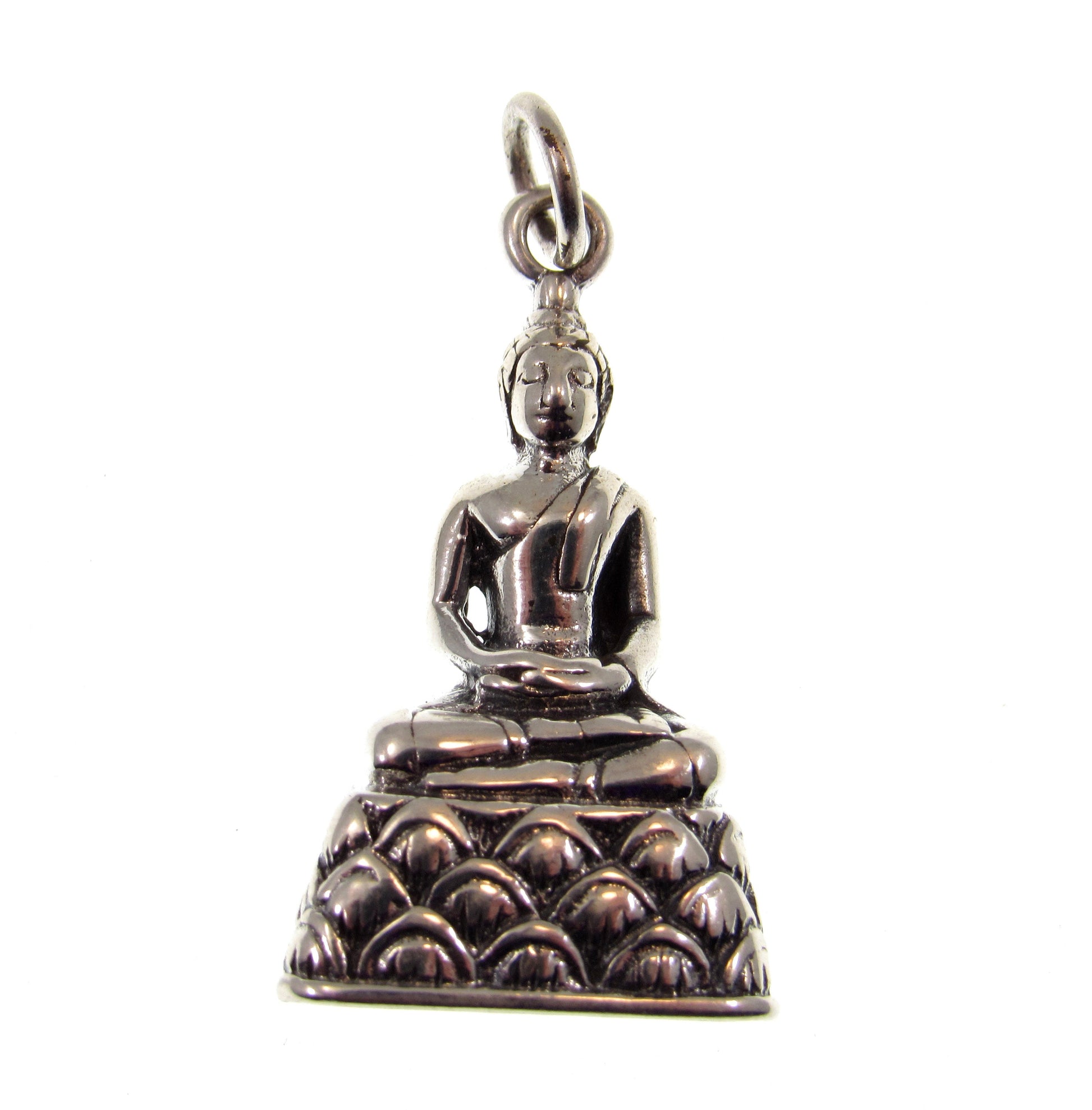 Solid 925 Sterling Silver Buddha Pendant – Seated Buddha Necklace Charm – Spiritual Meditation Jewelry – Zen Charm – Handcrafted Yoga Gift
