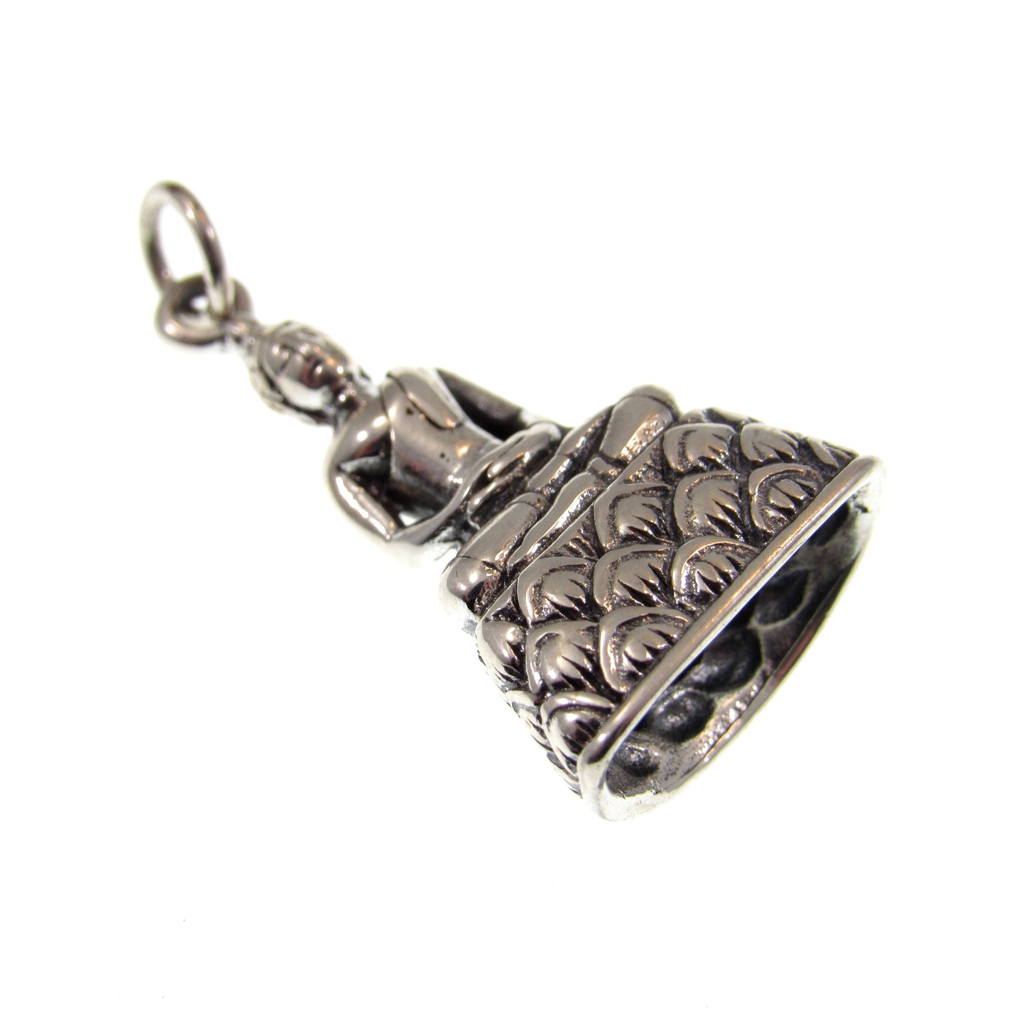 Solid 925 Sterling Silver Buddha Pendant – Seated Buddha Necklace Charm – Spiritual Meditation Jewelry – Zen Charm – Handcrafted Yoga Gift