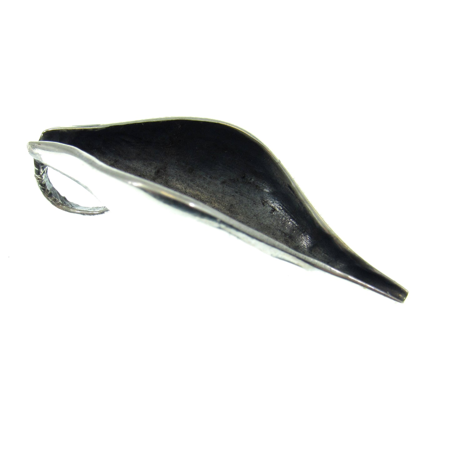 Solid 925 Sterling Silver Pea Pod Pendant, Seed Pod Charm, Oxidized Slide Pendant, Organic & Rustic Jewelry for the Modern Minimalist Style