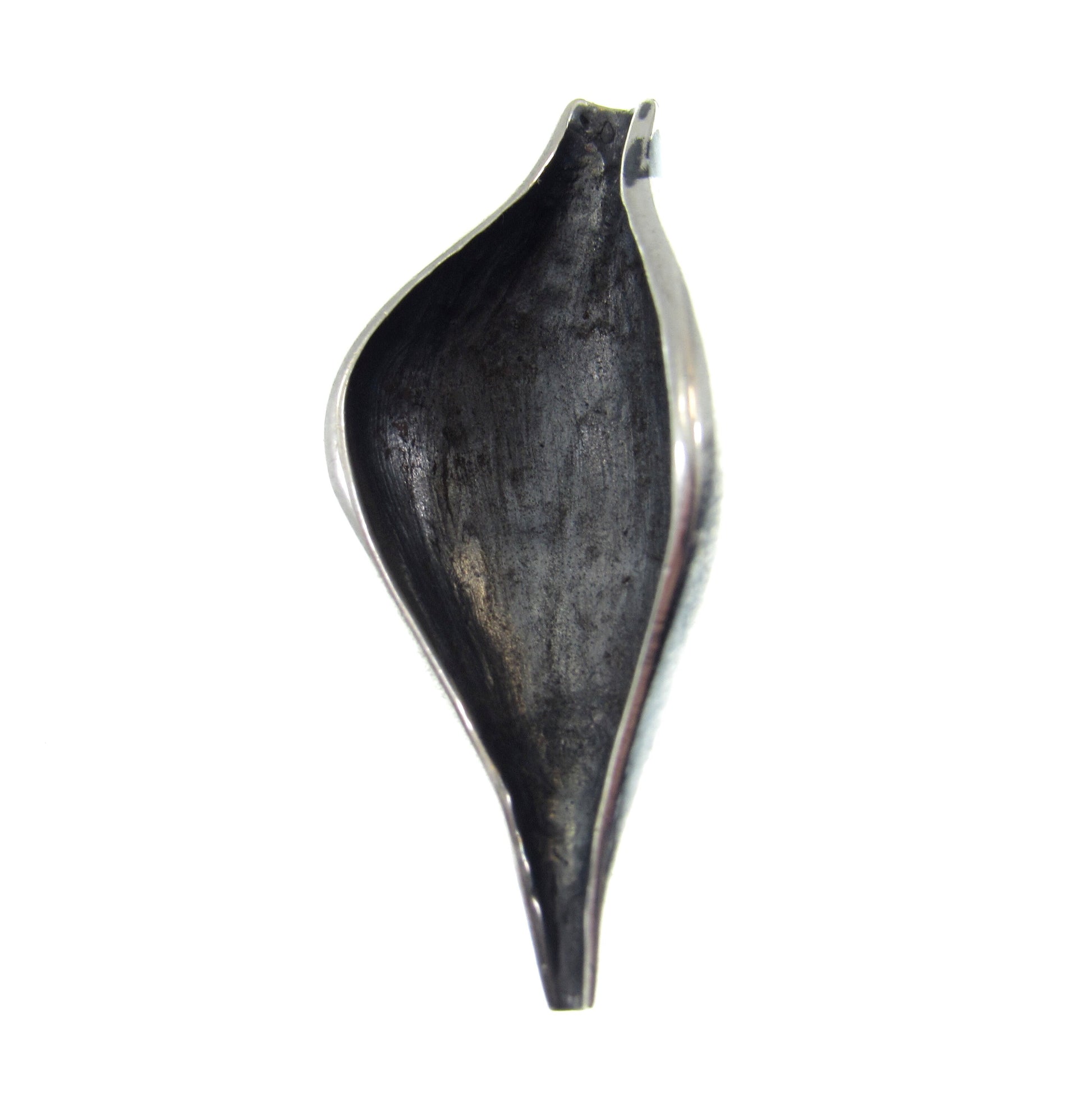 Solid 925 Sterling Silver Pea Pod Pendant, Seed Pod Charm, Oxidized Slide Pendant, Organic & Rustic Jewelry for the Modern Minimalist Style