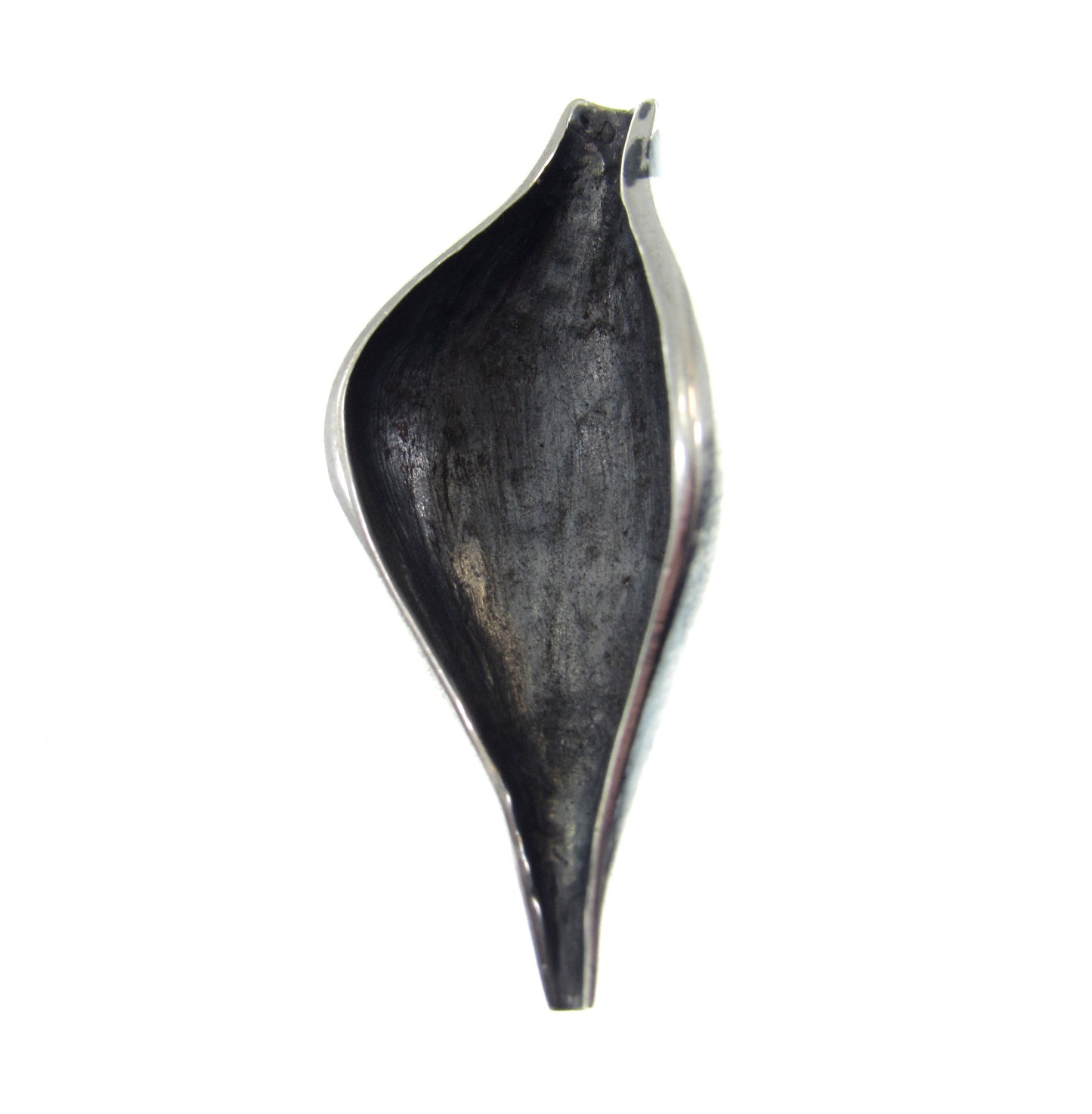 Solid 925 Sterling Silver Pea Pod Pendant, Seed Pod Charm, Oxidized Slide Pendant, Organic & Rustic Jewelry for the Modern Minimalist Style