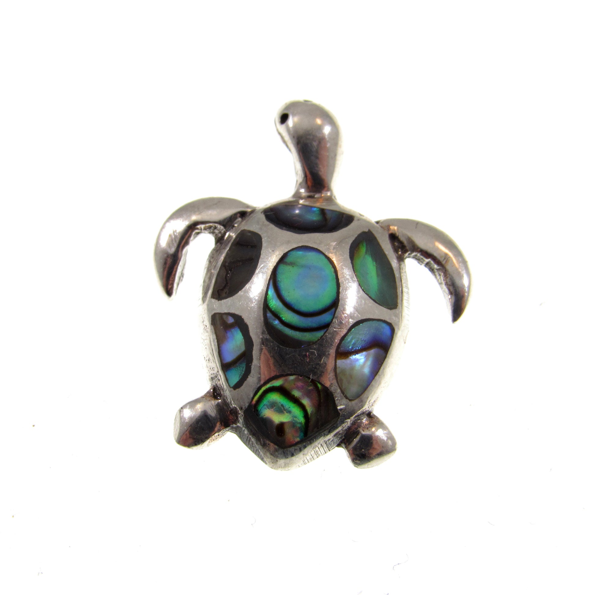 Solid 925 Sterling Silver Paua Shell Turtle Pendant – Sea Turtle Charm, Ocean Jewelry, Abalone Shell Charm, Nautical Gift for Beach Lovers