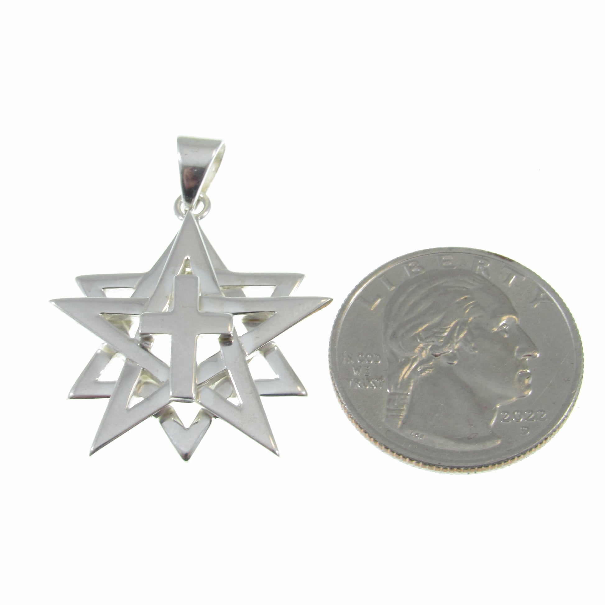 Solid 925 Sterling Silver Intertwined Star of David Christian Cross Pendant, Jewish Symbol, Support Israel Charm, Religious Jewelry