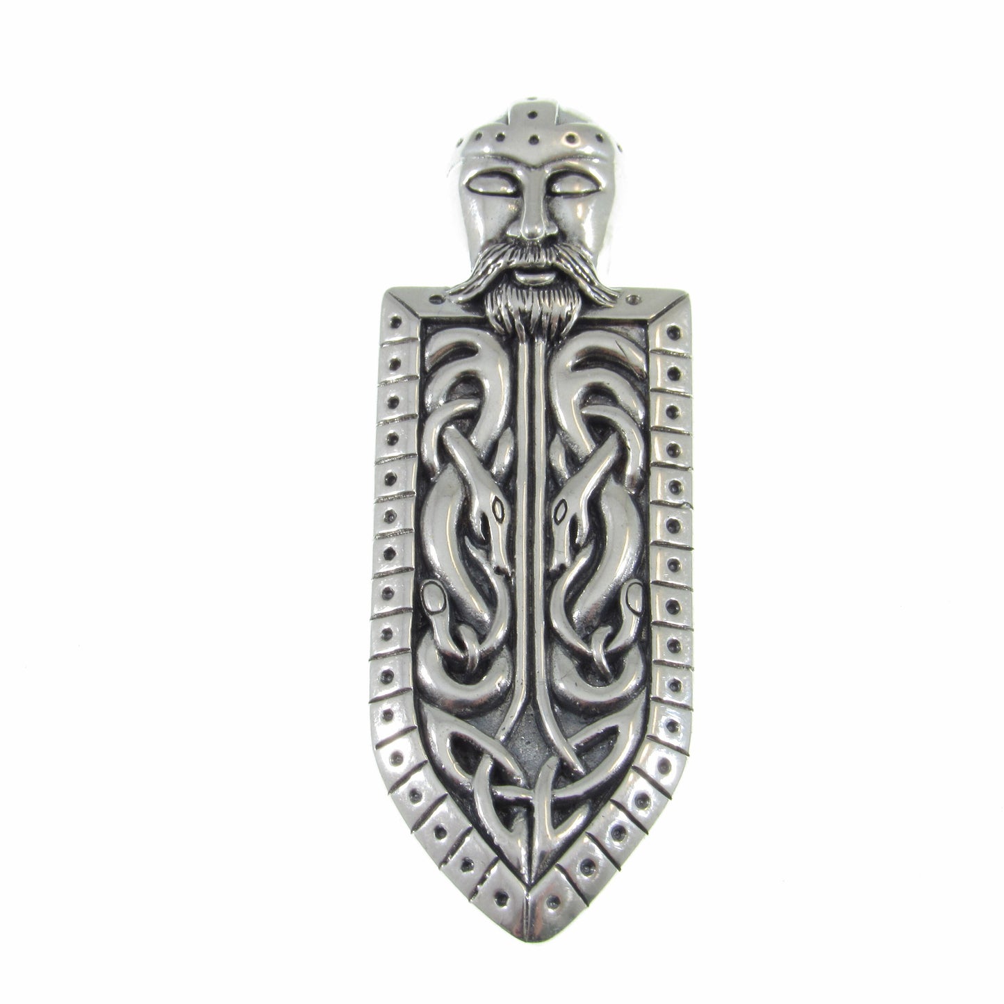 Solid 925 Sterling Silver Heimdall Norse God Pendant - Viking Odin's Shield Amulet - Celtic Jewelry with Knotwork & Scrolls, Gift for Him