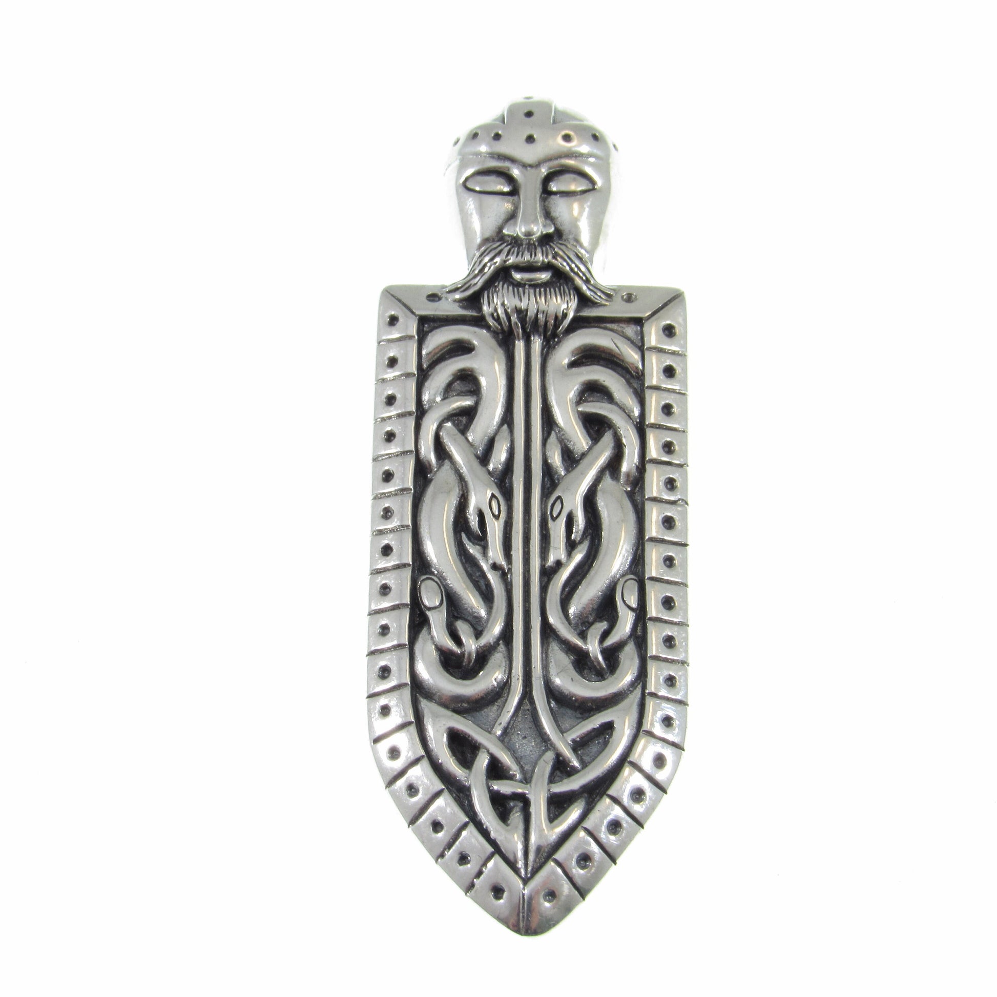 Solid 925 Sterling Silver Heimdall Norse God Pendant - Viking Odin's Shield Amulet - Celtic Jewelry with Knotwork & Scrolls, Gift for Him
