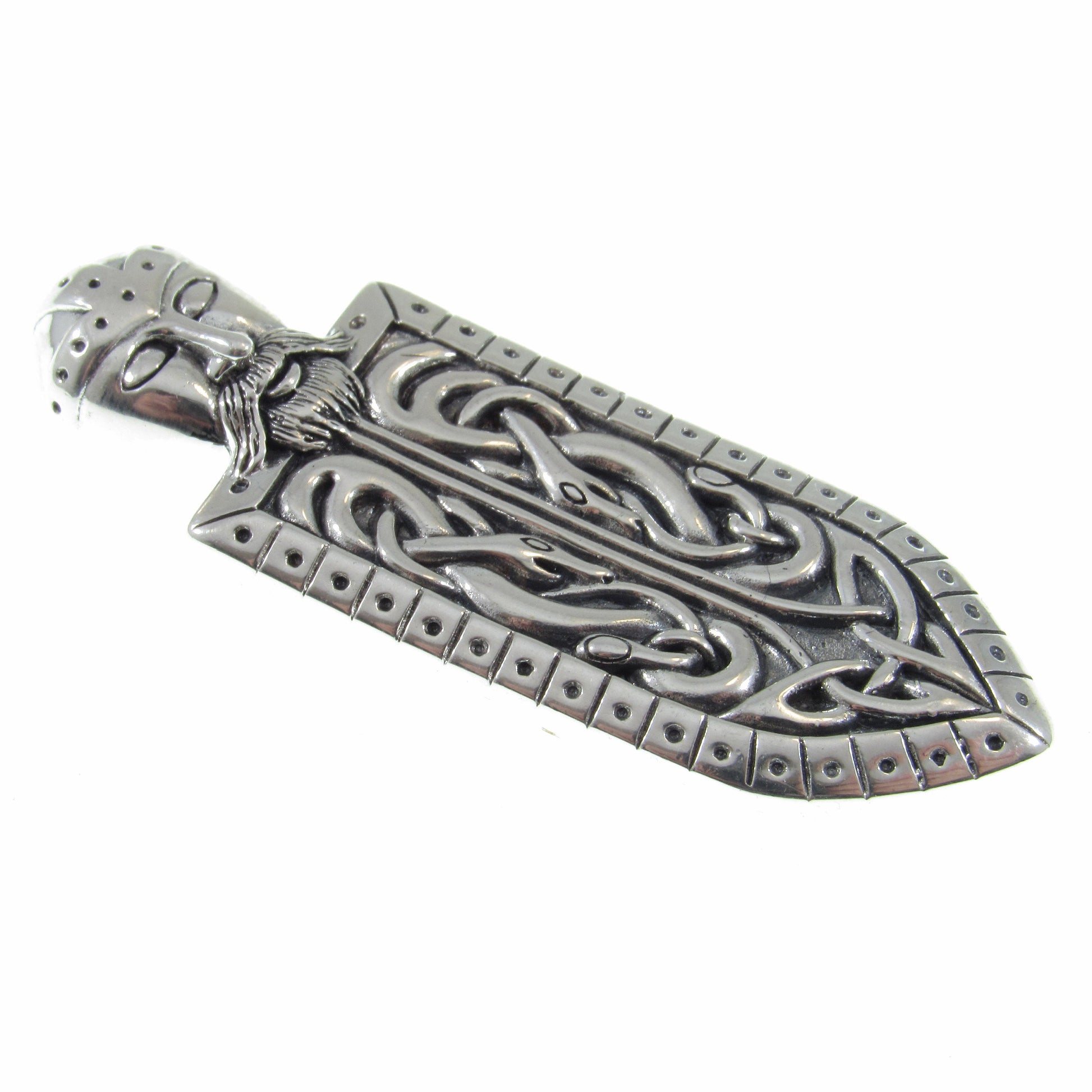 Solid 925 Sterling Silver Heimdall Norse God Pendant - Viking Odin's Shield Amulet - Celtic Jewelry with Knotwork & Scrolls, Gift for Him