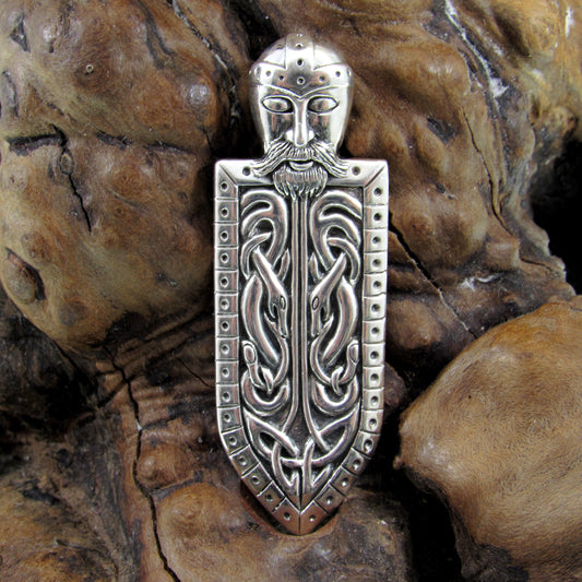 Solid 925 Sterling Silver Heimdall Norse God Pendant - Viking Odin's Shield Amulet - Celtic Jewelry with Knotwork & Scrolls, Gift for Him