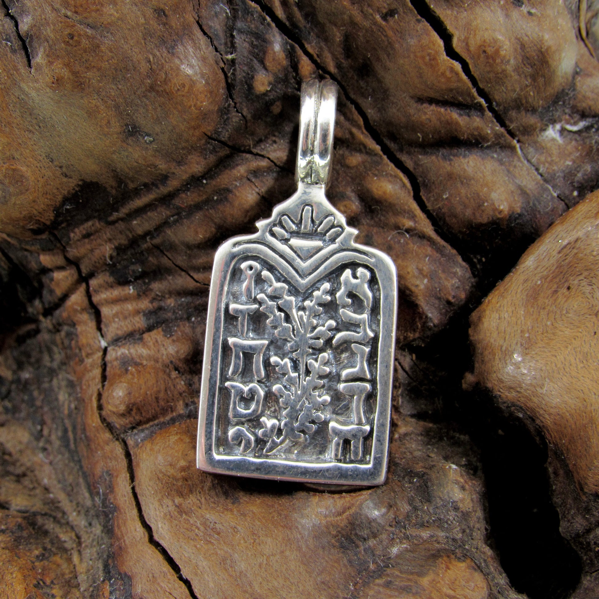 Solid 925 Sterling Silver 10 Commandments Slide Pendant, Biblical Hebrew Tablet Charm, Handcrafted Religious Jewelry