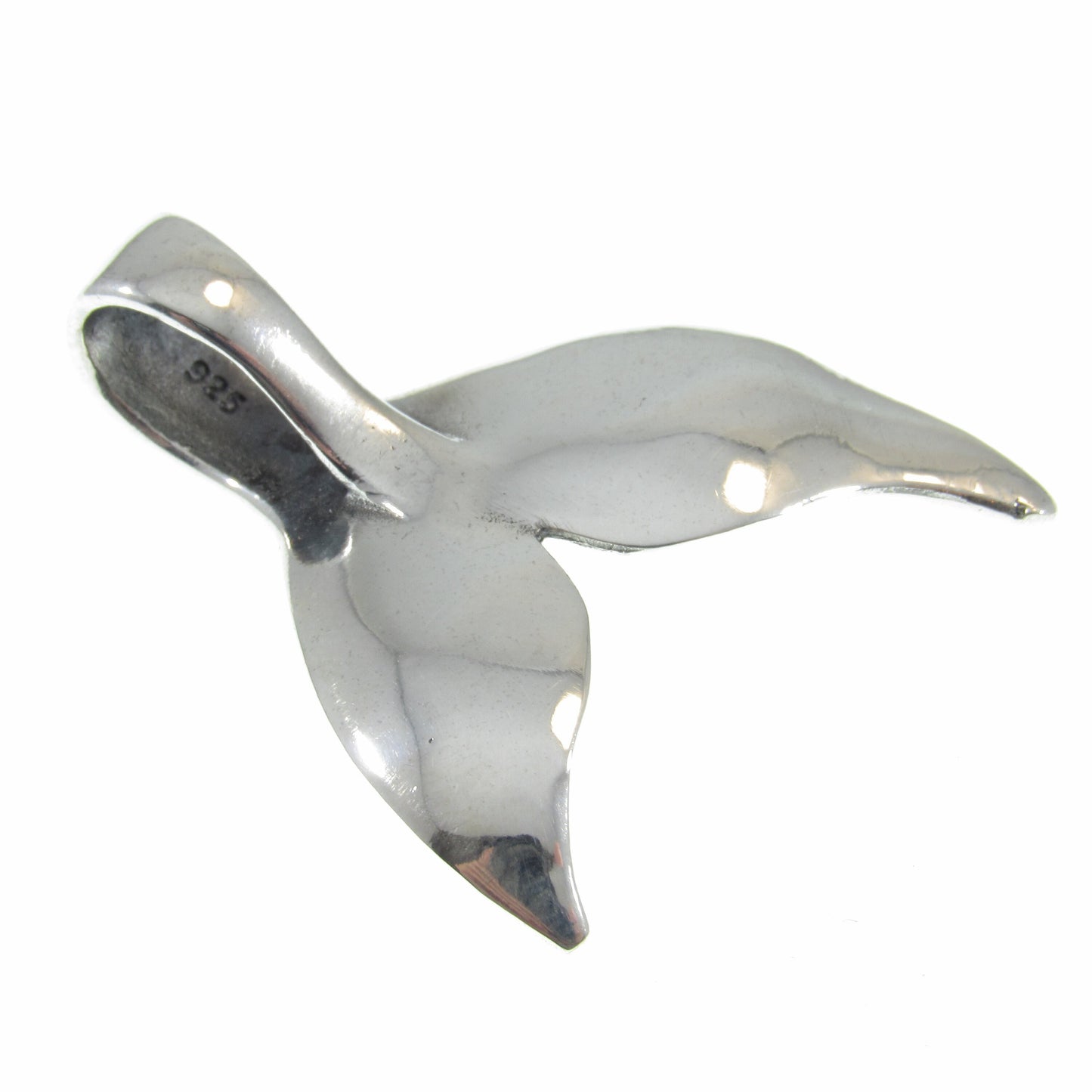 Large Solid 925 Sterling Silver Whale / Mermaid Tail Slide Pendant, Handcrafted 3D Nautical Ocean Life Jewelry, Summer Beach Lover Gift