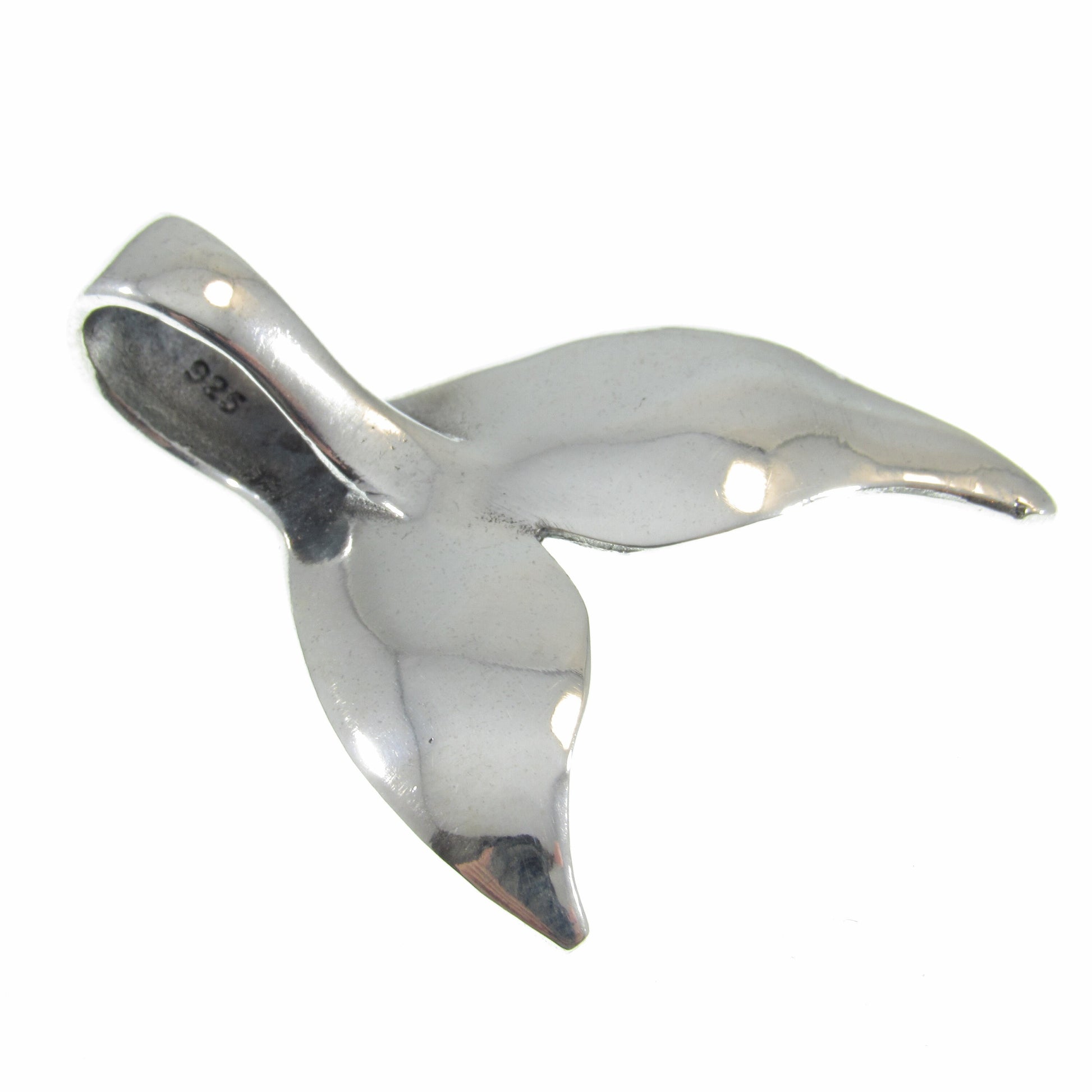 Large Solid 925 Sterling Silver Whale / Mermaid Tail Slide Pendant, Handcrafted 3D Nautical Ocean Life Jewelry, Summer Beach Lover Gift