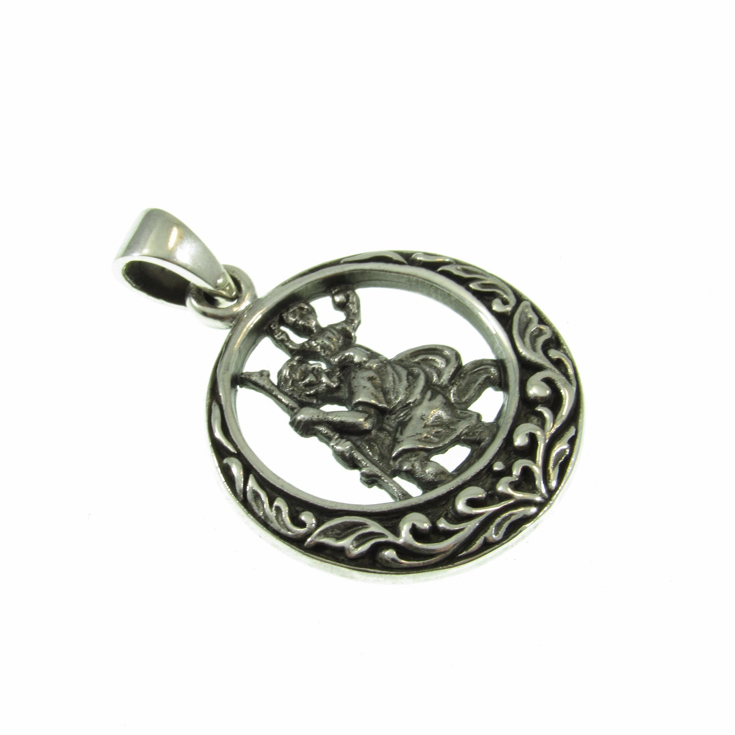 Solid 925 Sterling Silver St. Saint Christopher Pendant, Protect Us Amulet, Handcrafted Religious Medal, Religious Catholic Jewelry