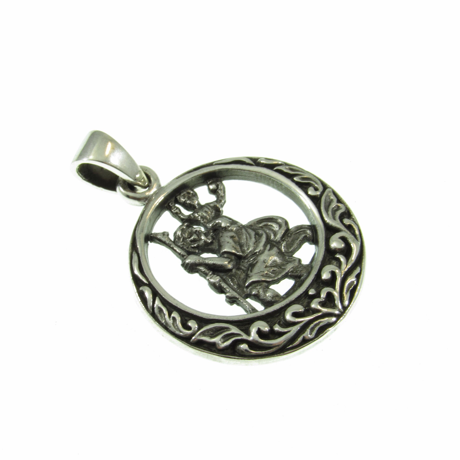 Solid 925 Sterling Silver St. Saint Christopher Pendant, Protect Us Amulet, Handcrafted Religious Medal, Religious Catholic Jewelry
