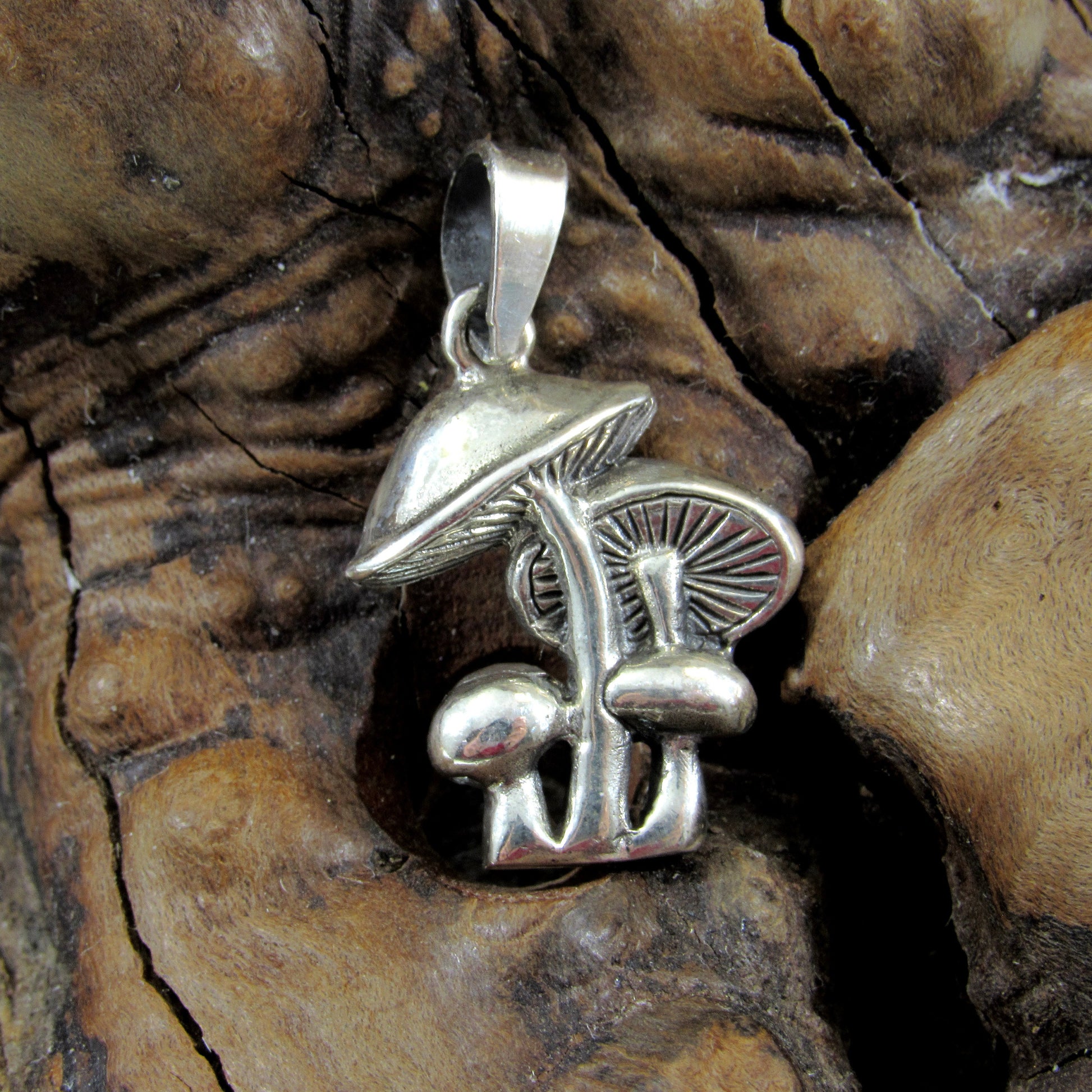 Solid 925 Sterling Silver Mushroom Pendant - Fungi Necklace Charm, Psychedelic Jewelry, Nature Lover Gift, Toadstool Pendant
