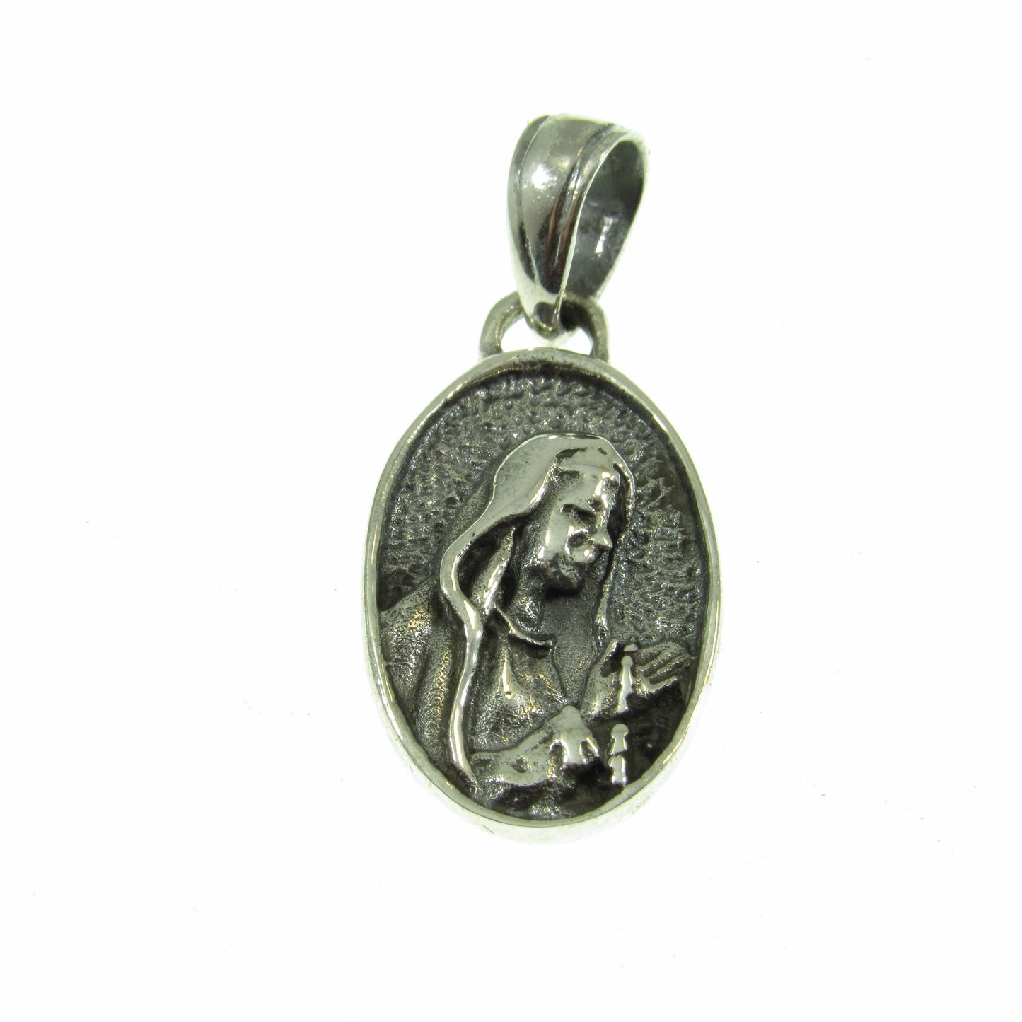 Solid 925 Sterling Silver Virgin Mary Sacred Heart Medal Pendant – Catholic Necklace Charm - Religious Christian Jewelry Gift for Women