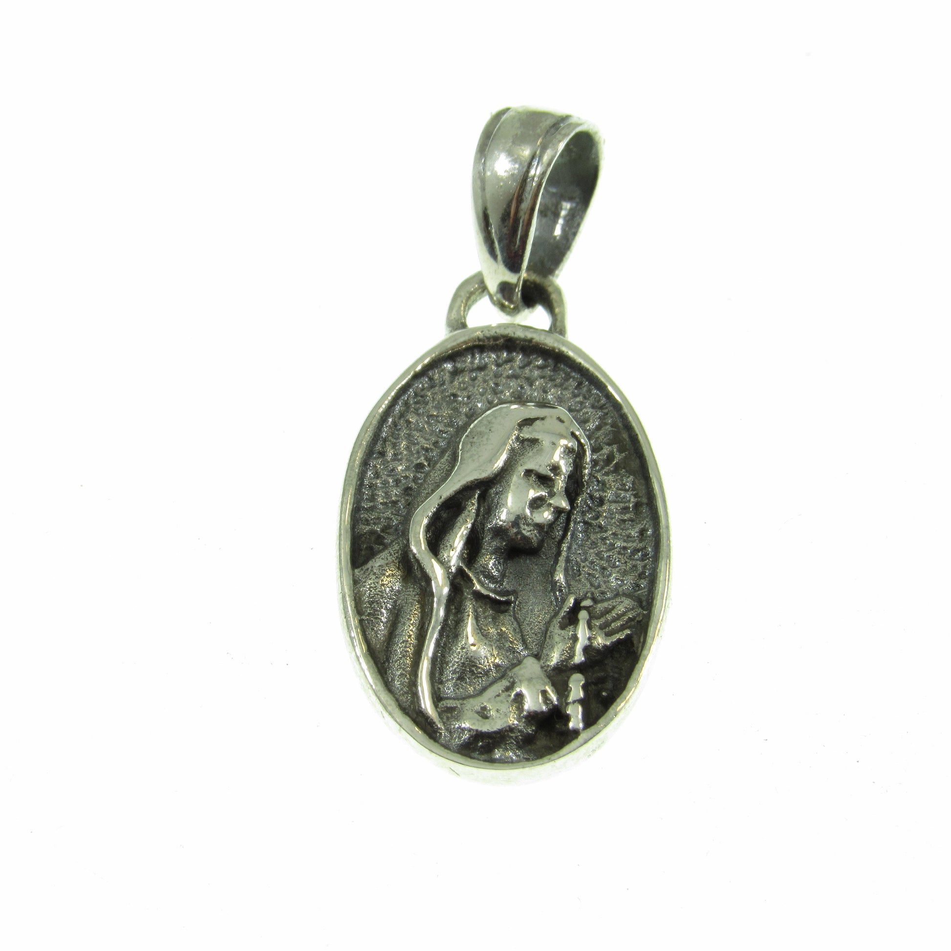 Solid 925 Sterling Silver Virgin Mary Sacred Heart Medal Pendant – Catholic Necklace Charm - Religious Christian Jewelry Gift for Women