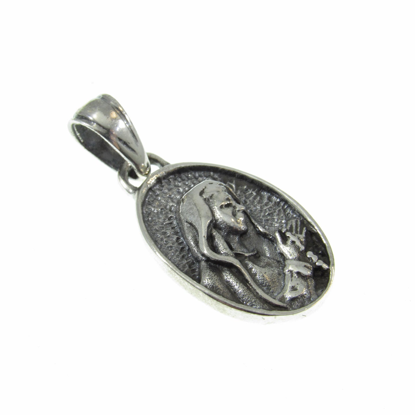 Solid 925 Sterling Silver Virgin Mary Sacred Heart Medal Pendant – Catholic Necklace Charm - Religious Christian Jewelry Gift for Women