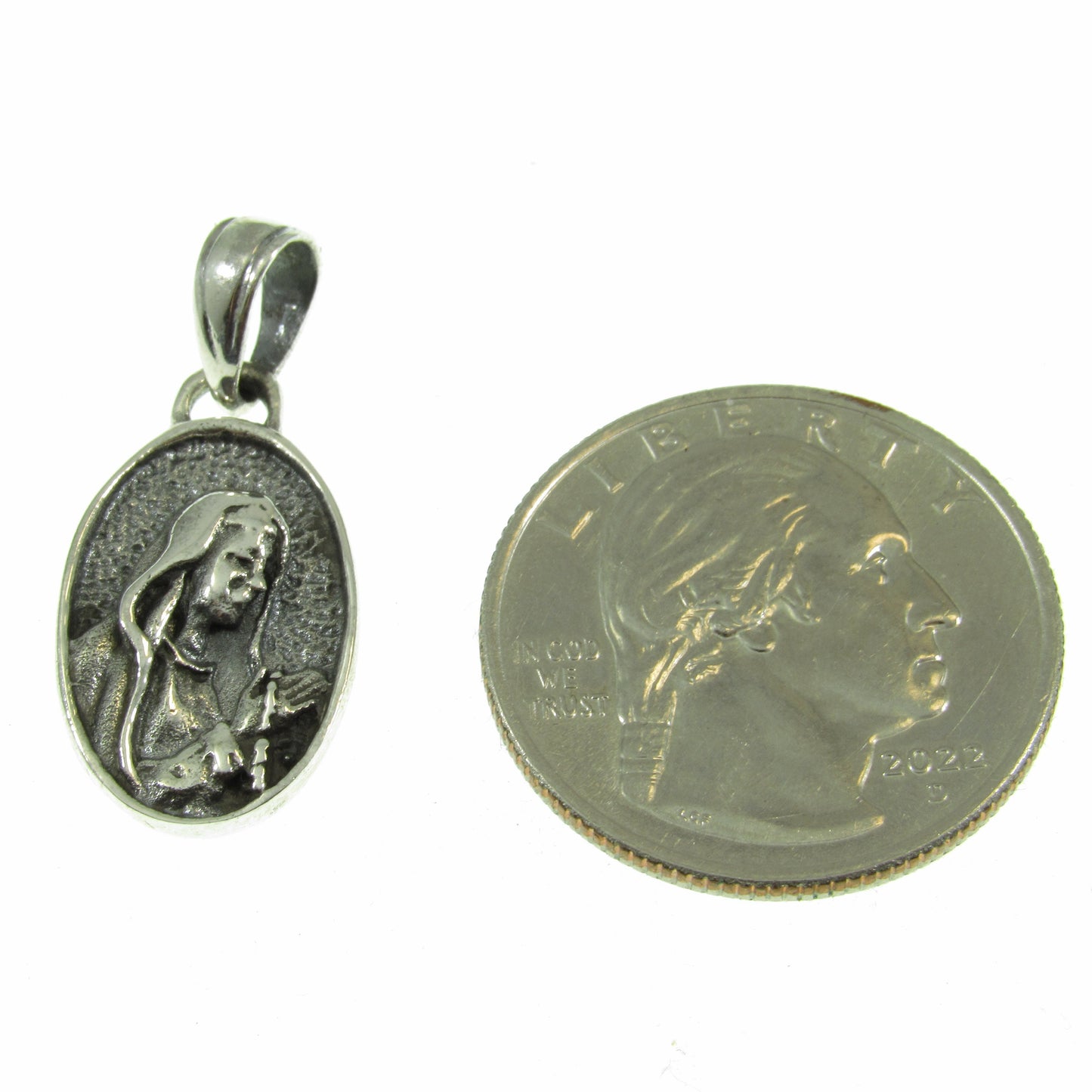 Solid 925 Sterling Silver Virgin Mary Sacred Heart Medal Pendant – Catholic Necklace Charm - Religious Christian Jewelry Gift for Women