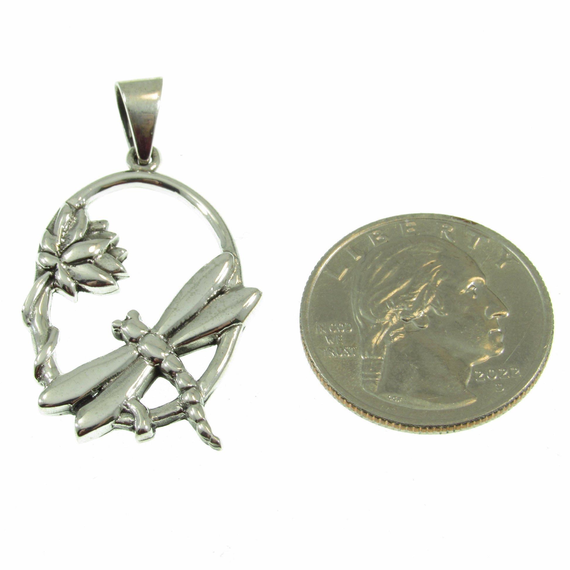 Solid 925 Sterling Silver Dragonfly Pendant – Handcrafted Lotus Flower Necklace Charm – Solid Silver Nature Jewelry for Women & Men