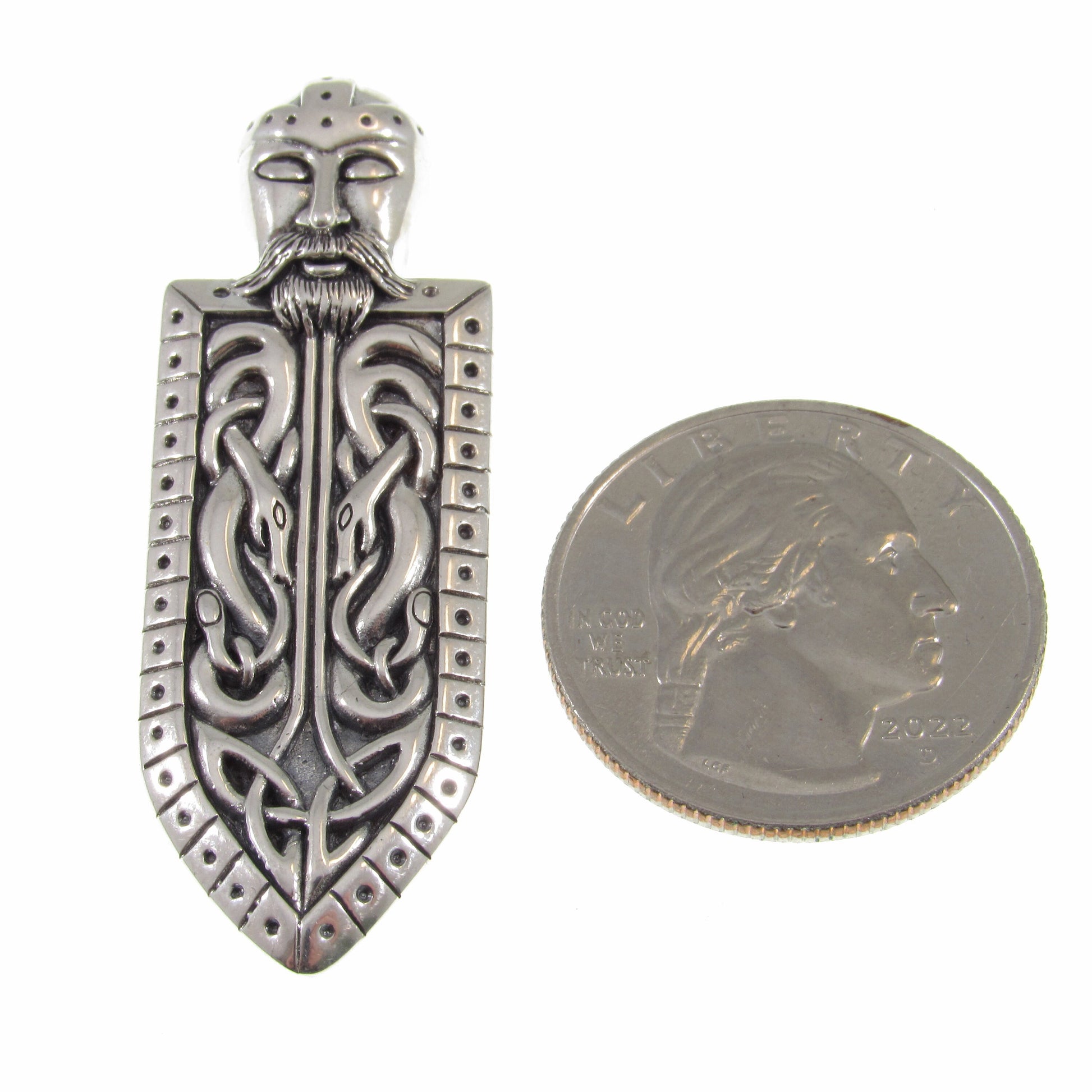 Solid 925 Sterling Silver Heimdall Norse God Pendant - Viking Odin's Shield Amulet - Celtic Jewelry with Knotwork & Scrolls, Gift for Him