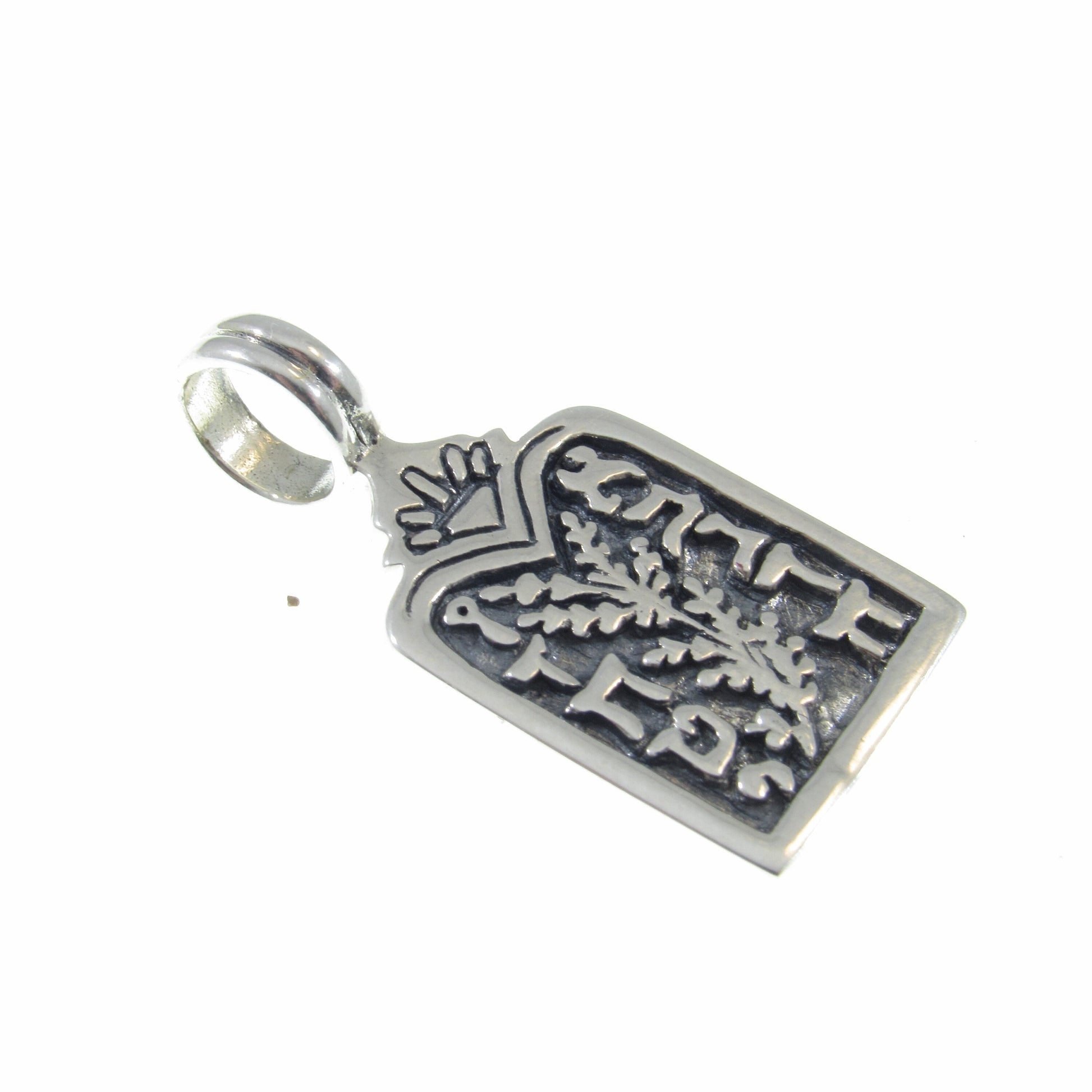 Solid 925 Sterling Silver 10 Commandments Slide Pendant, Biblical Hebrew Tablet Charm, Handcrafted Religious Jewelry