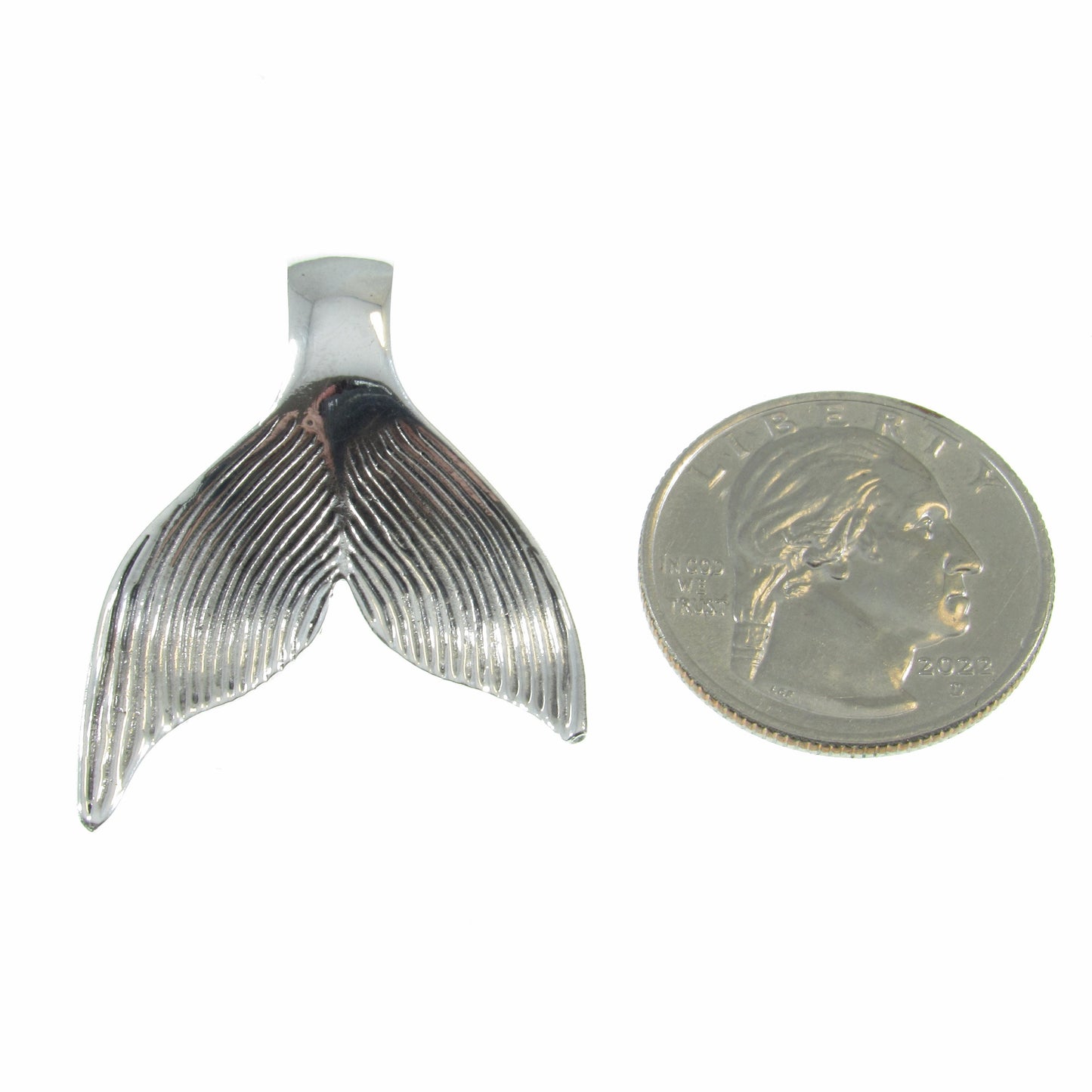 Large Solid 925 Sterling Silver Whale / Mermaid Tail Slide Pendant, Handcrafted 3D Nautical Ocean Life Jewelry, Summer Beach Lover Gift