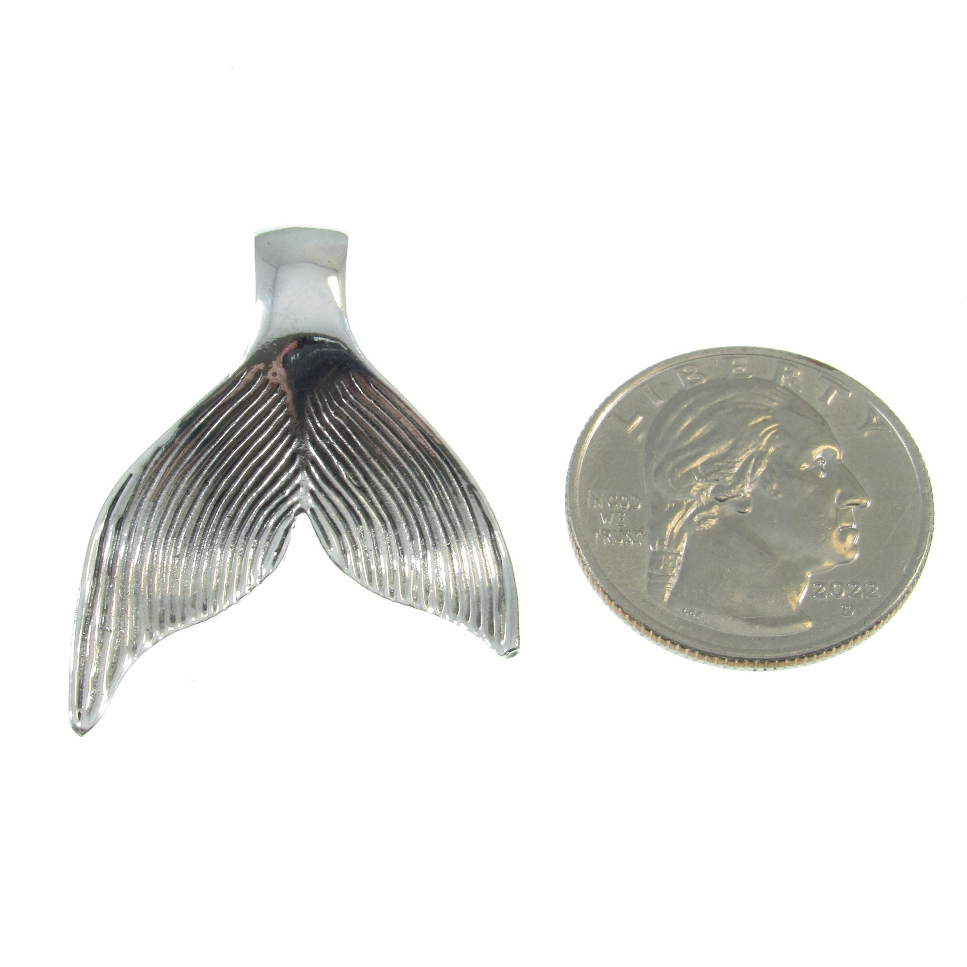 Large Solid 925 Sterling Silver Whale / Mermaid Tail Slide Pendant, Handcrafted 3D Nautical Ocean Life Jewelry, Summer Beach Lover Gift