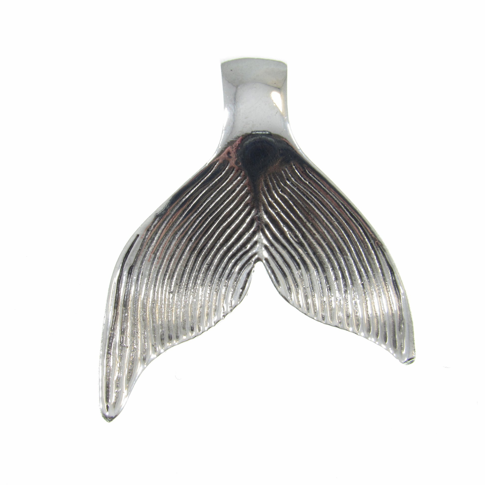 Large Solid 925 Sterling Silver Whale / Mermaid Tail Slide Pendant, Handcrafted 3D Nautical Ocean Life Jewelry, Summer Beach Lover Gift