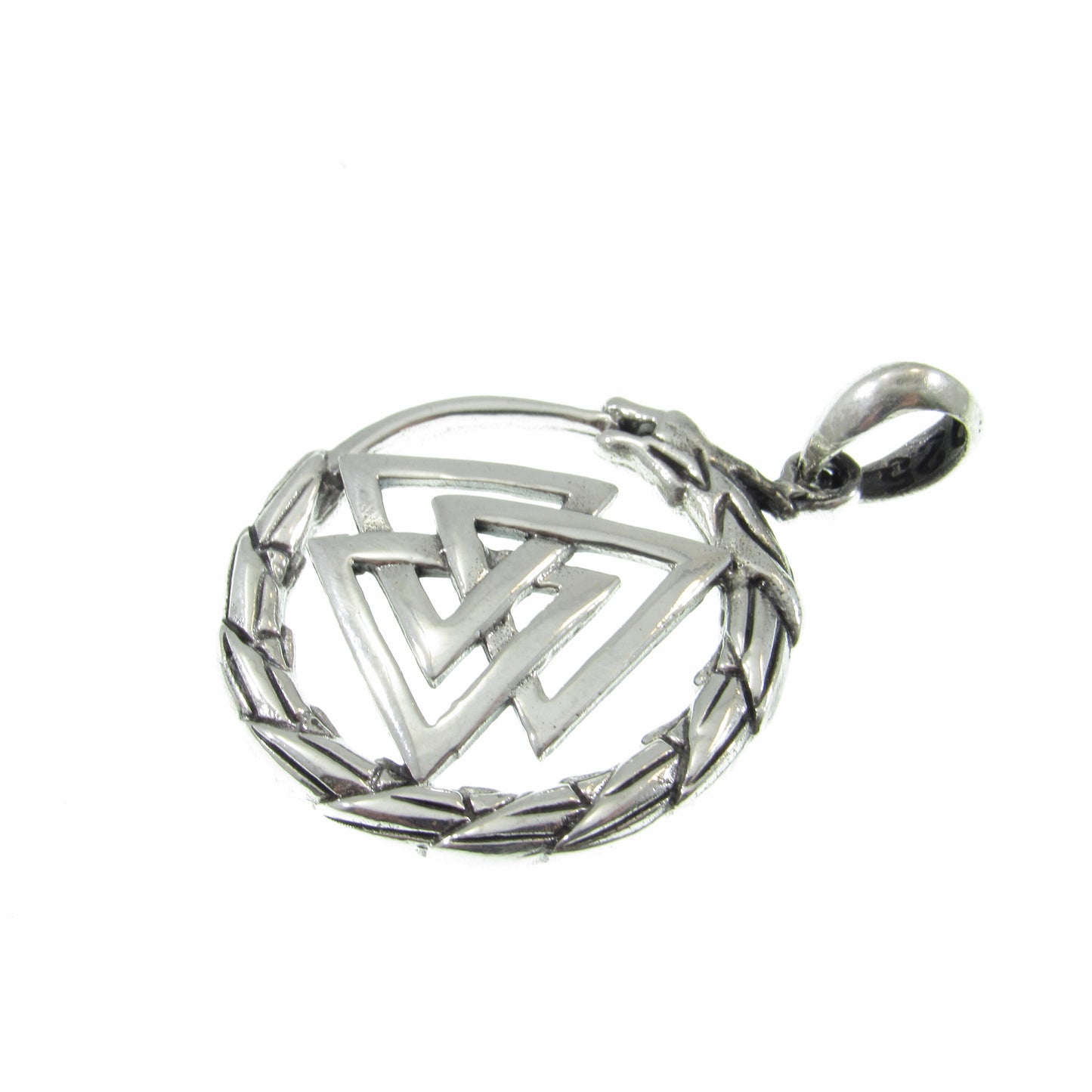 Solid 925 Sterling Silver Valknut Pendant with Jörmungandr Serpent – Norse Pagan Necklace Amulet – Viking Odin Symbol – Nordic Jewelry