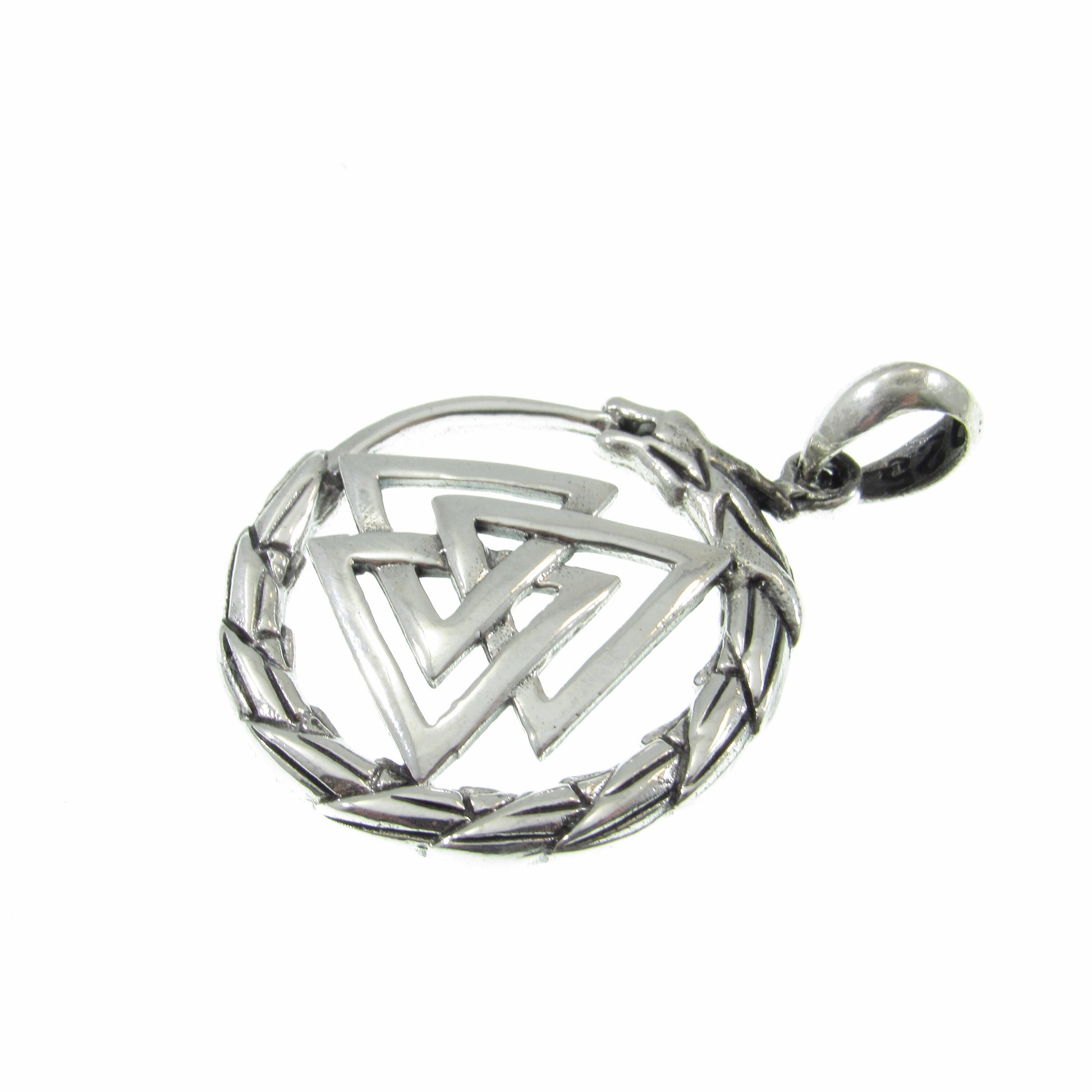 Solid 925 Sterling Silver Valknut Pendant with Jörmungandr Serpent – Norse Pagan Necklace Amulet – Viking Odin Symbol – Nordic Jewelry