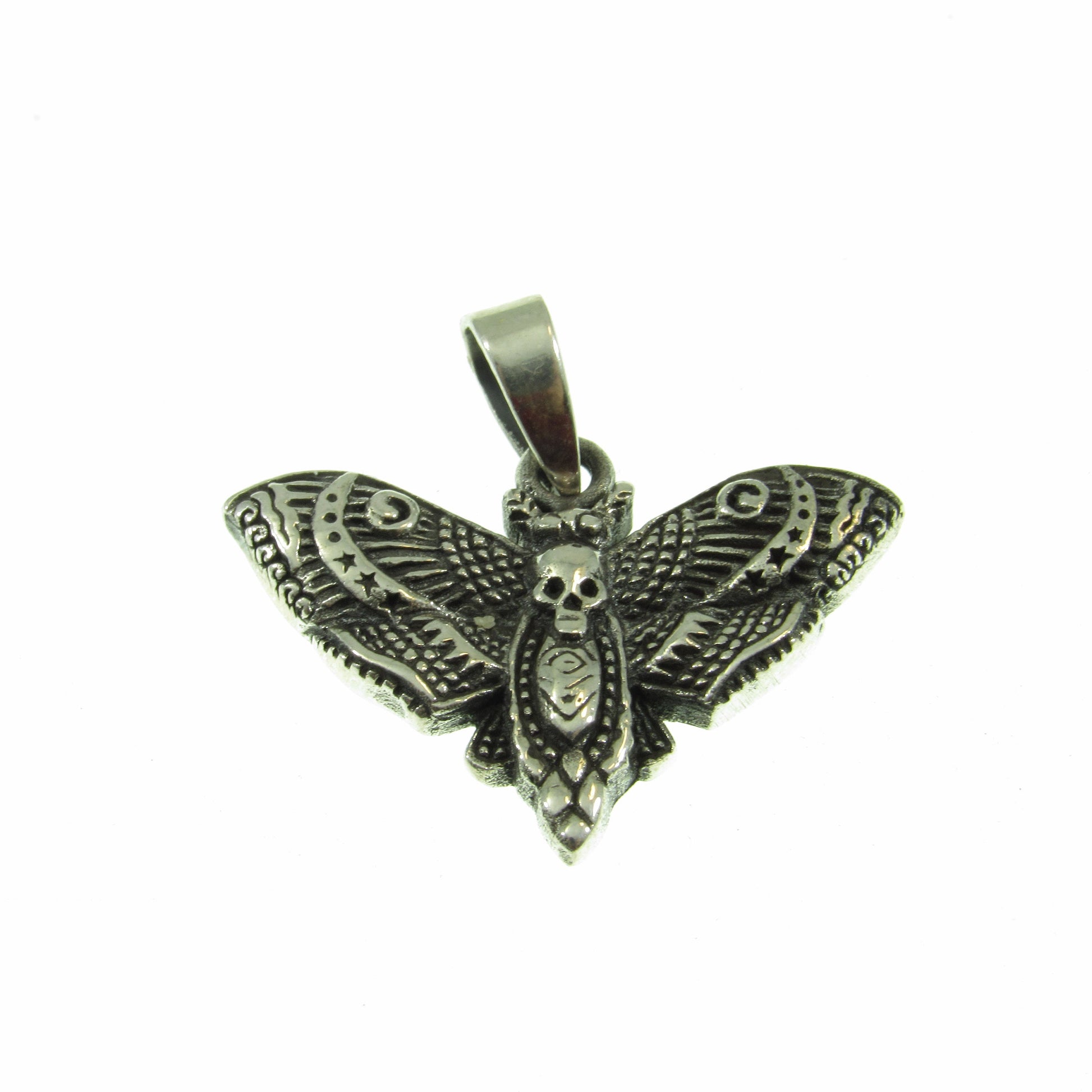 Solid 925 Sterling Silver Death's Head Moth Pendant - Gothic Jewelry, Skull Moth Necklace Charm, Occult Jewelry Gift, Dark Aesthetic